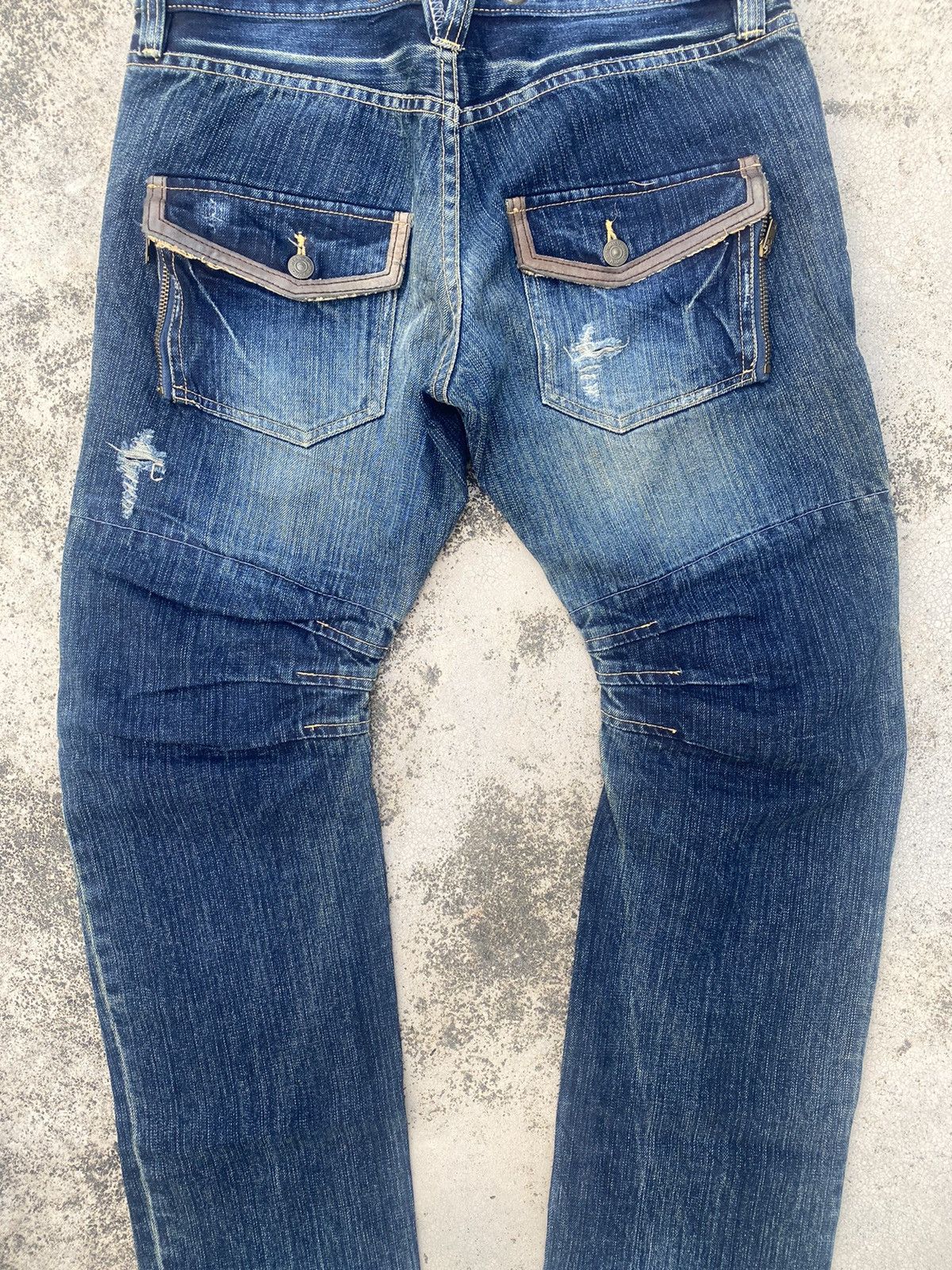 If Six Was Nine × Japanese Brand × PPFM PPFM Double Waist Distressed Zipper Denim Jeans Size US 31 - 17 Thumbnail