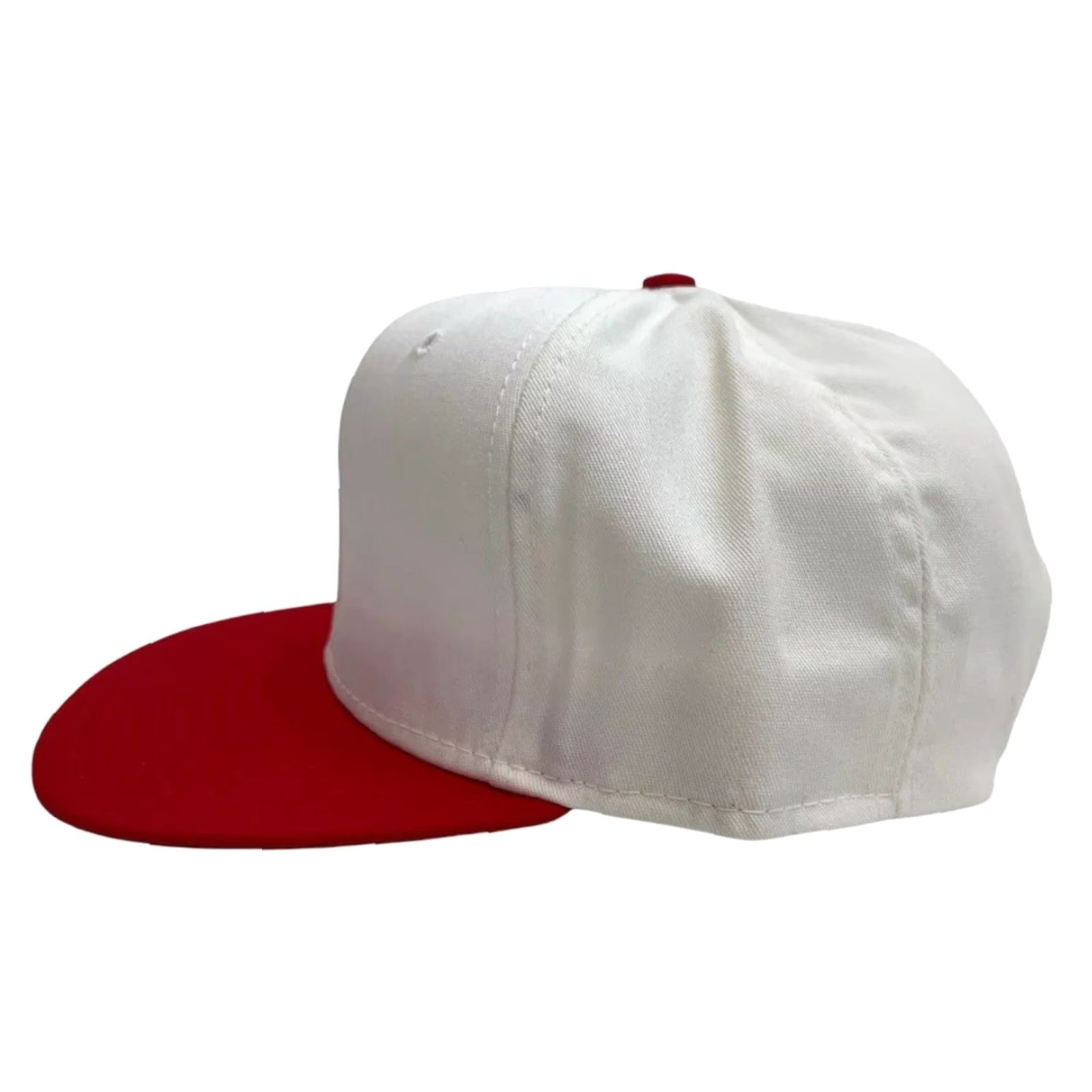 Vintage VINTAGE DeLong Canvas Snapback Hat Cap Adult M/L White Crown & Snap Red Bill Grey Underbill 90s Made in USA Deadstock NWOT Adjustable Mens Boys Size ONE SIZE - 4 Thumbnail