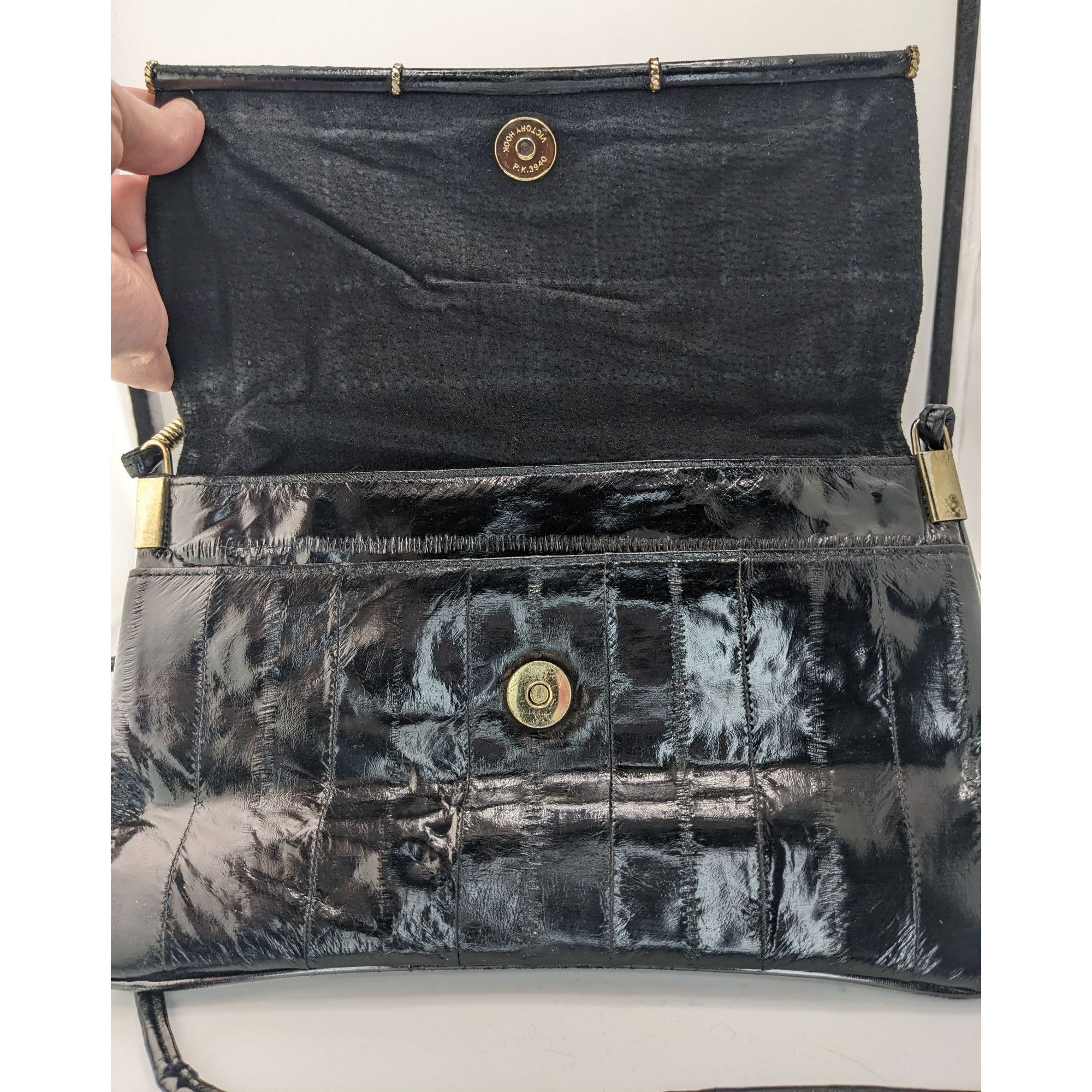 Other Vintage 80s Genuine Eel Skin Black Clutch Purse With 22-Inch Size ONE SIZE - 7 Thumbnail