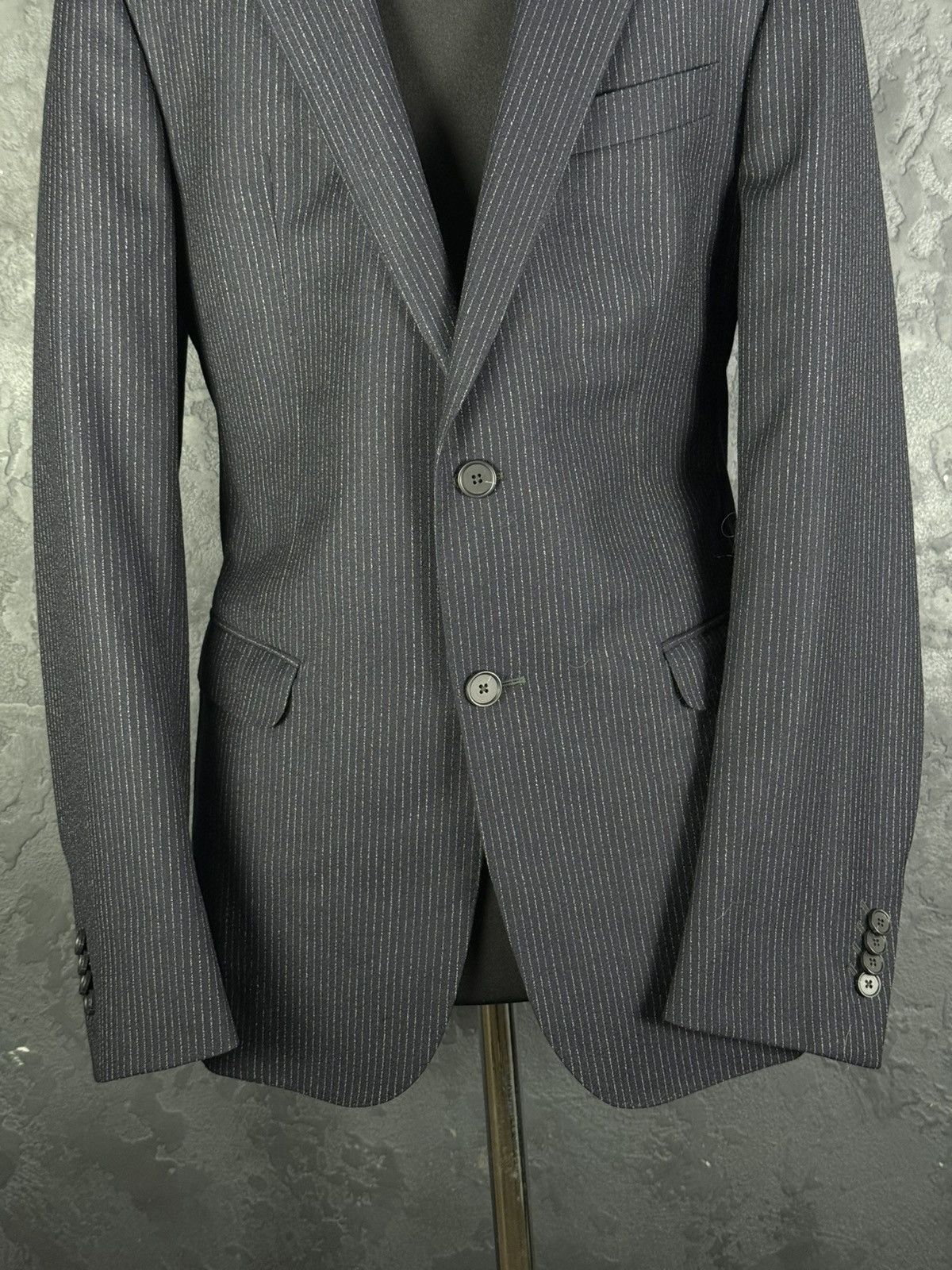 Z Zegna Ermenegildo Z Zegna Navy Striped Wool 2Btn Suit R Drop Deco Size 50R - 5 Thumbnail