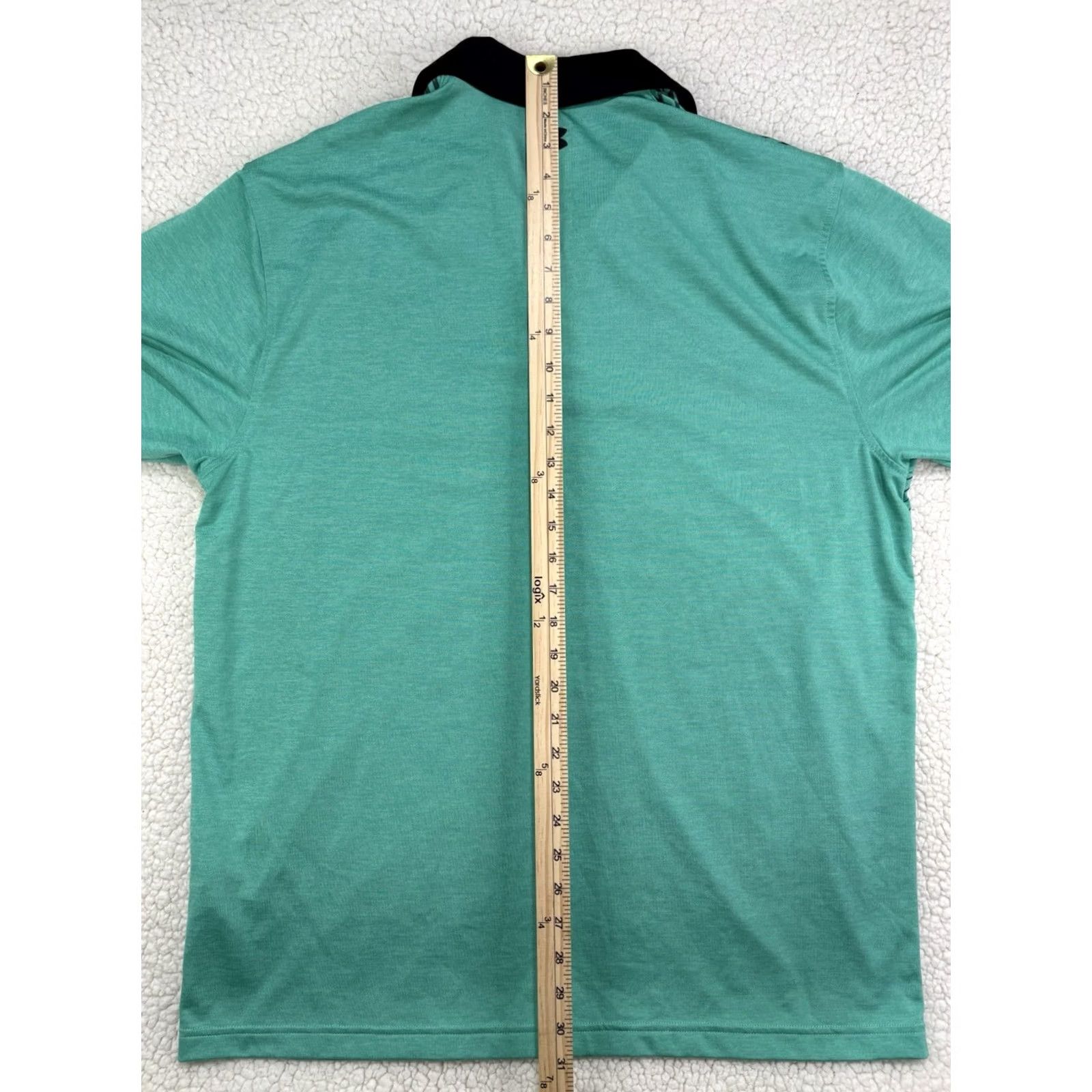 Under Armour Under Armour Polo Shirt Golf Turquoise Black Stripes Mens XL Green Blended Fabric HeatGear Size US XL / EU 56 / 4 - 6 Thumbnail