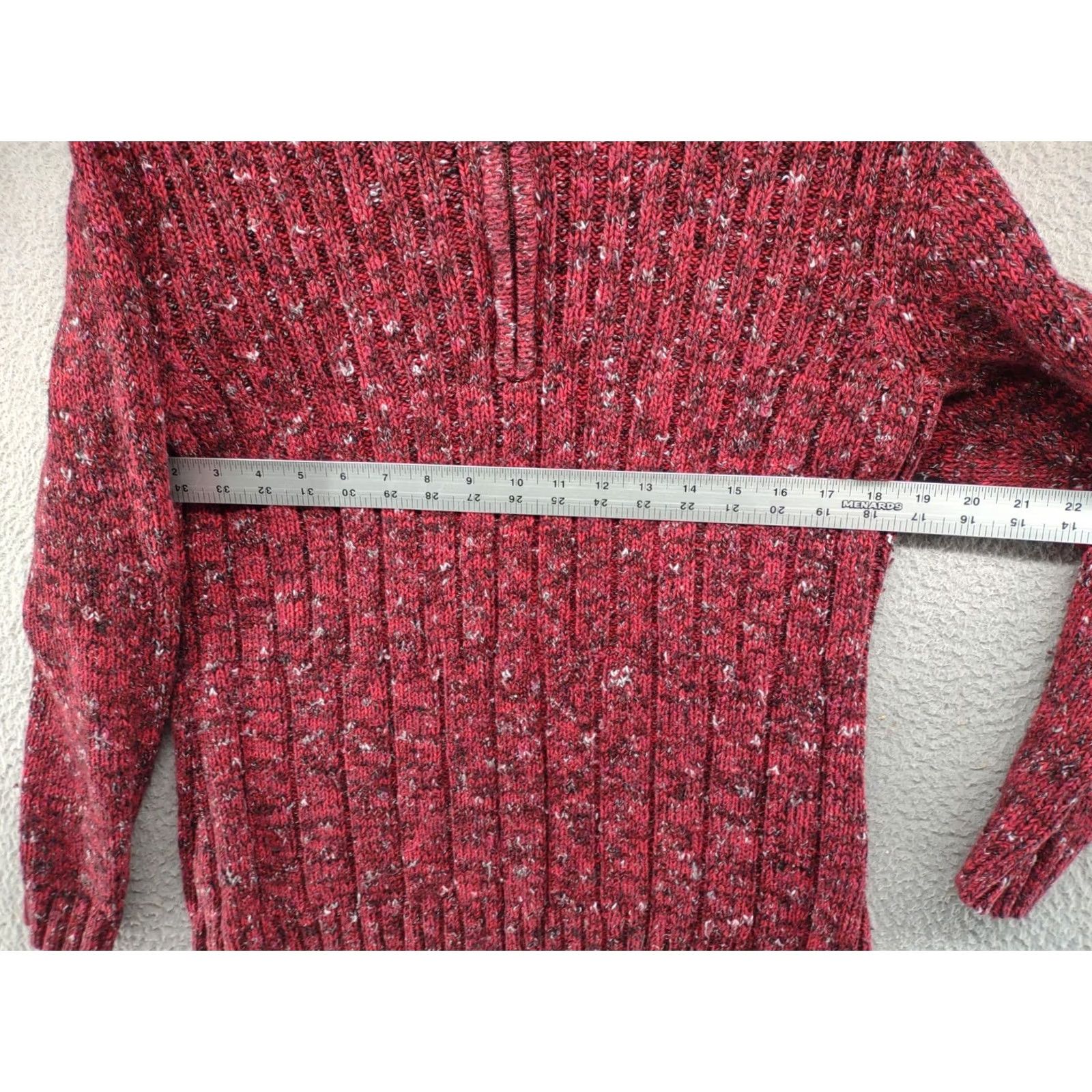 Liz Claiborne Liz Claiborne Womens Red Tweed 1/4 Zip Pullover Sweater 1X Adults Knit Pullover Zipper Baggy Cotton Blend Cable-Knit Ladies Womens VINTAGE? Size XL / US 12-14 / IT 48-50 - 5 Thumbnail