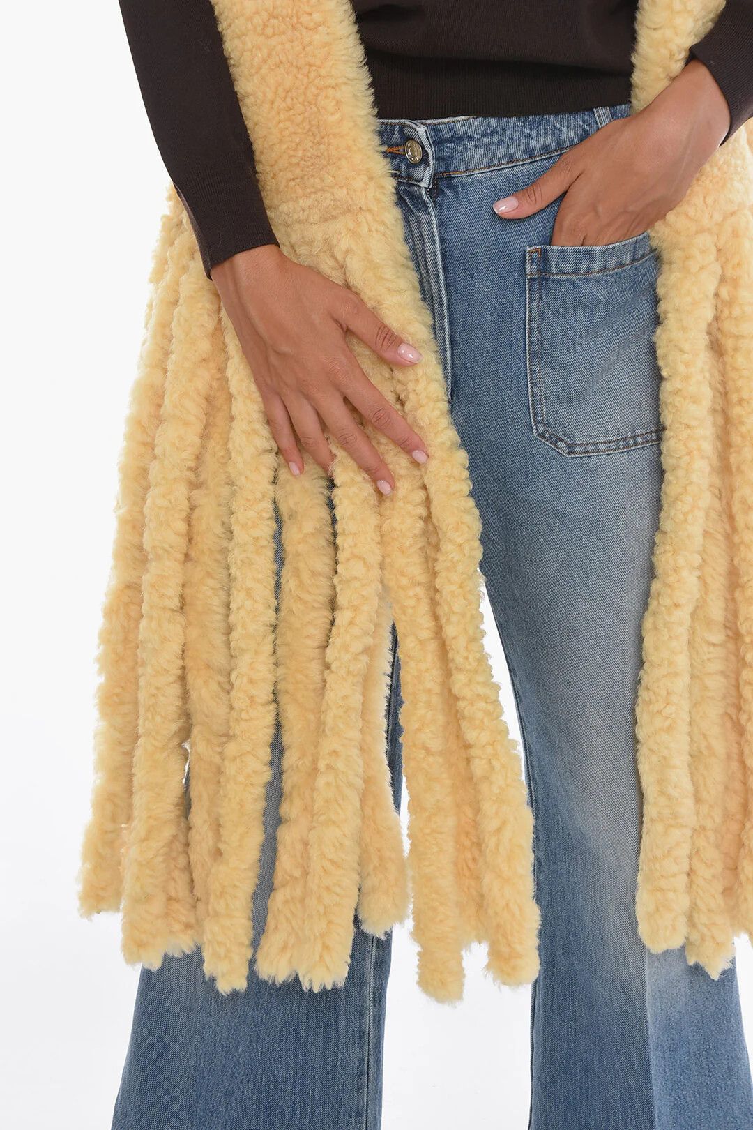 Bottega Veneta og1mm0426 Size: OS / Shearling Scarf in Yellow Size ONE SIZE - 3 Thumbnail