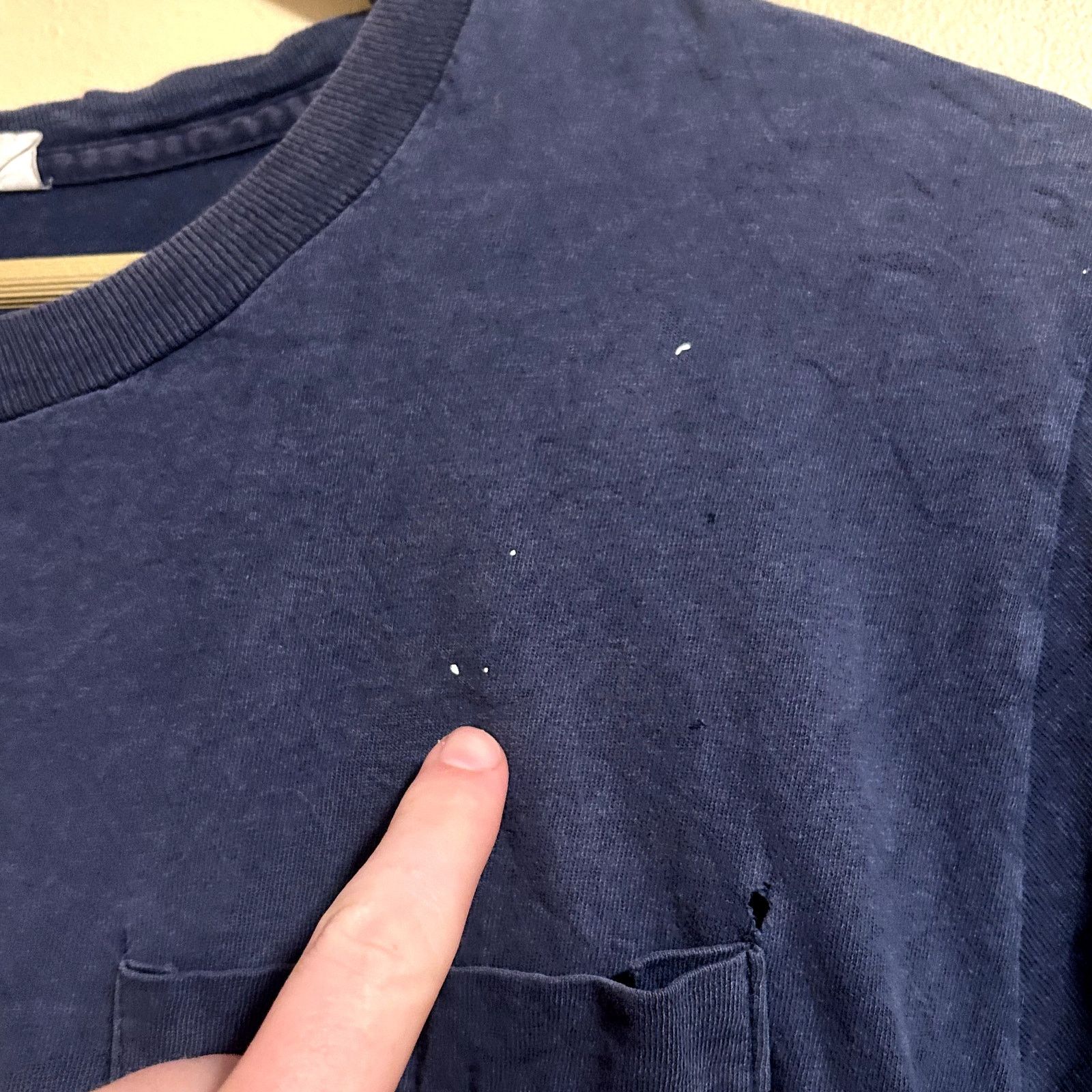 Fruit Of The Loom Vintage Fruit of The Loom Navy Selvedge pocket T-Shirt Size US L / EU 52-54 / 3 - 3 Thumbnail