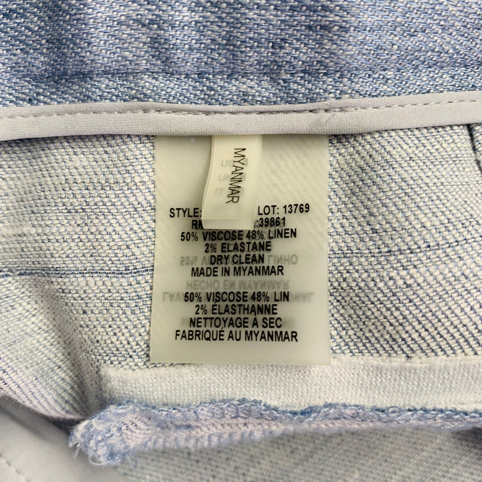 Elie Tahari Size 4 Blue Heather Linen Blend Flat Front Casual Pants Size 27" / US 4 / IT 40 - 7 Thumbnail