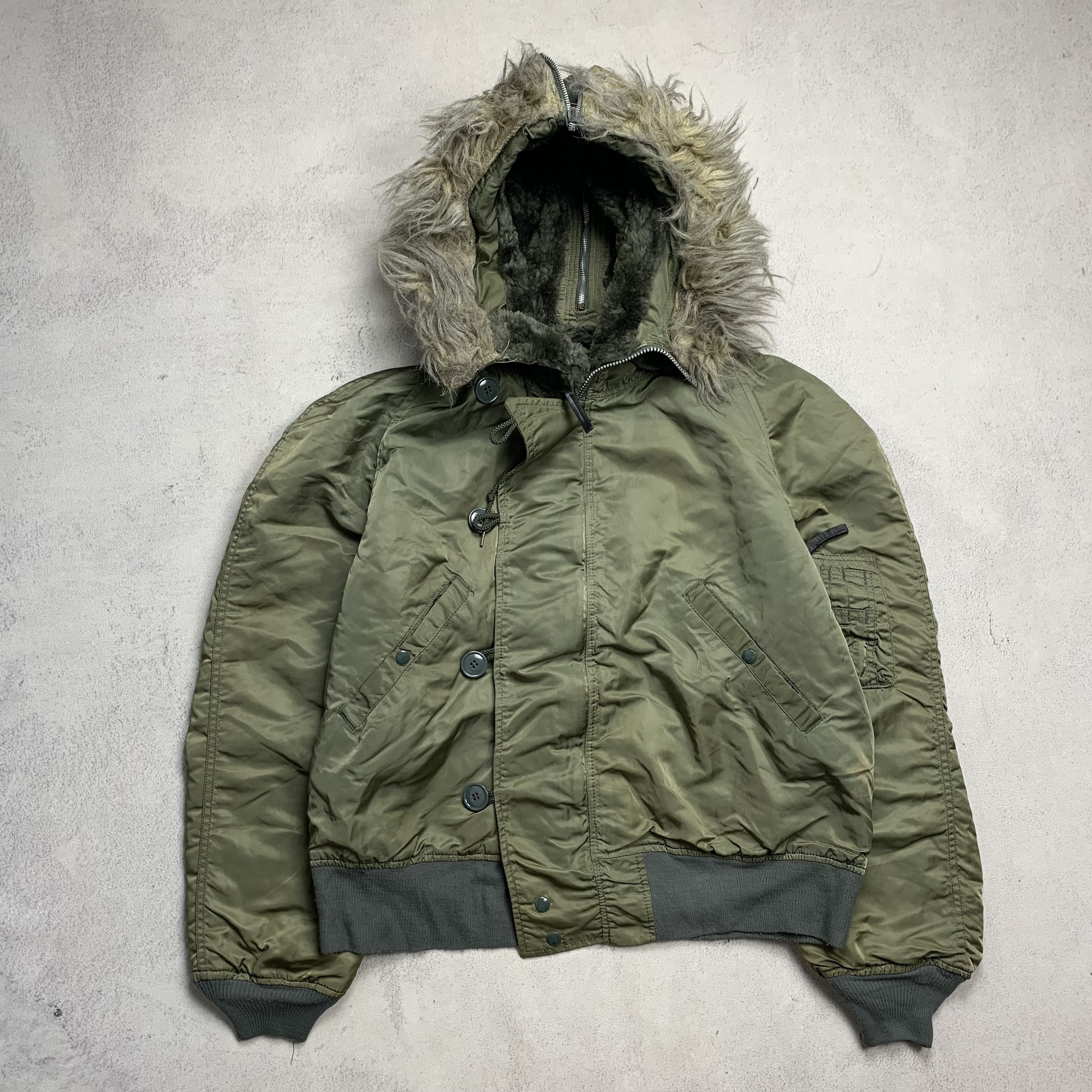 Vintage Alpha Industries N2B Faux Fur Bomber Jacket