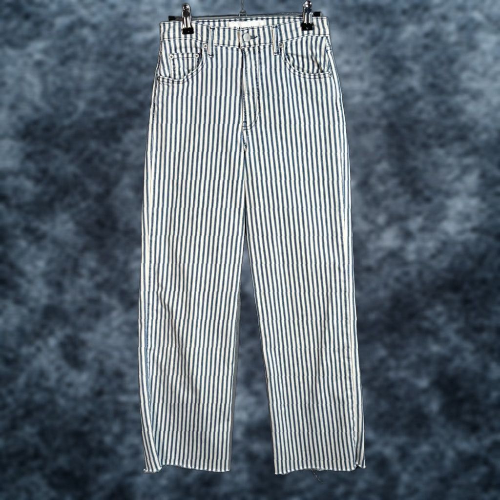 Reformation Reformation Womens High-Waisted Striped Denim Jeans Size 26 Blue Size 26" / US 2 / IT 38 - 1 Thumbnail