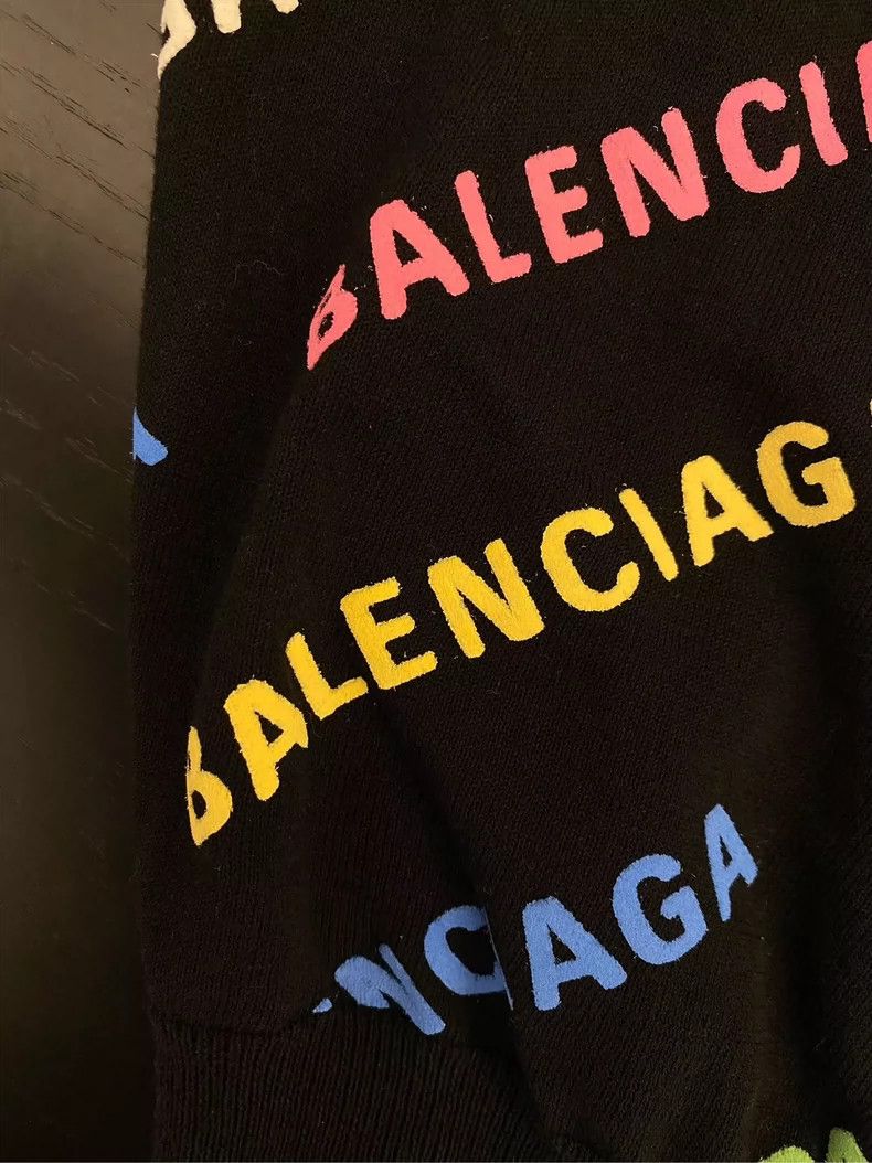 Balenciaga Balenciaga Color logo full-print short-sleeve slim sweater Size S / US 4 / IT 40 - 4 Thumbnail