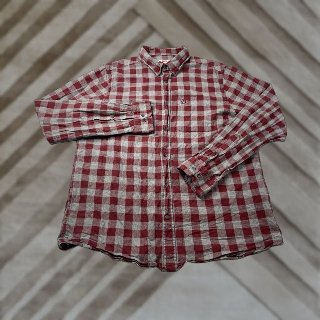 Vintage Fjallraven Ovik Check Shirt Mens XL Red Gray Checks Button Down Long Sleeve Size US XL / EU 56 / 4 - 1 Thumbnail