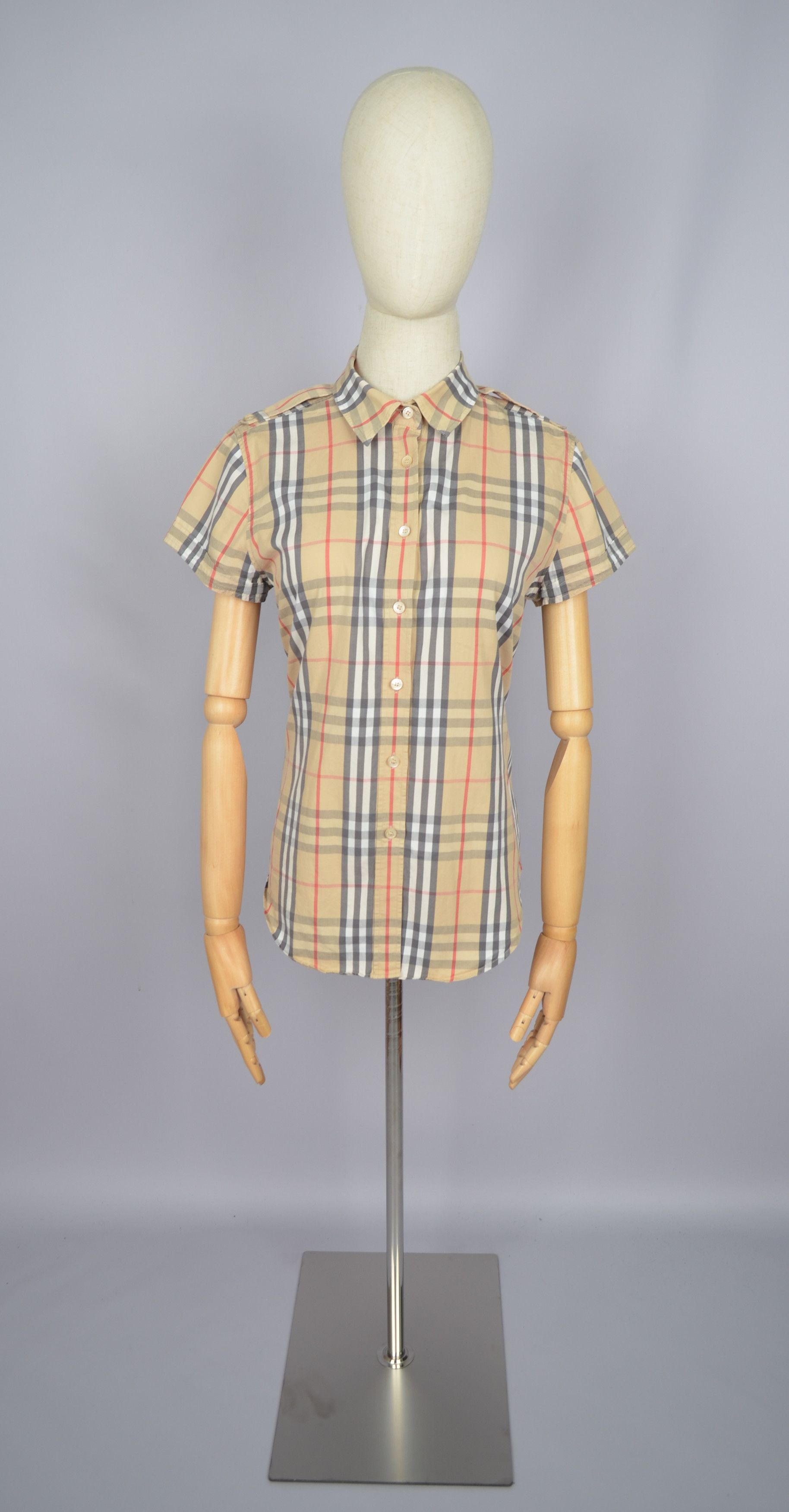 Burberry × Designer Womens Burberry London Nova Check Short Sleeve Shirt Luxury Size M / US 6-8 / IT 42-44 - 2 Thumbnail