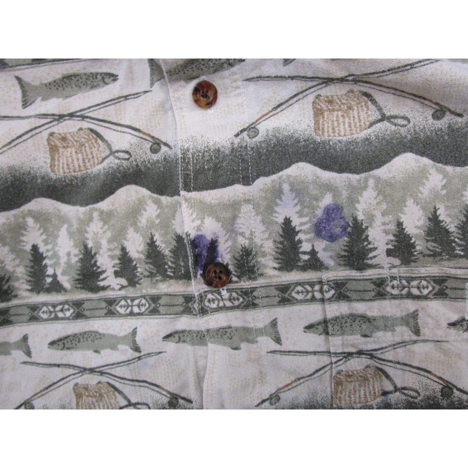 Vintage VINTAGE Woolrich Button-Up Long Sleeve Flannel Shirt M AOP Trout Fishing Canoe READ Size US M / EU 48-50 / 2 - 5 Thumbnail