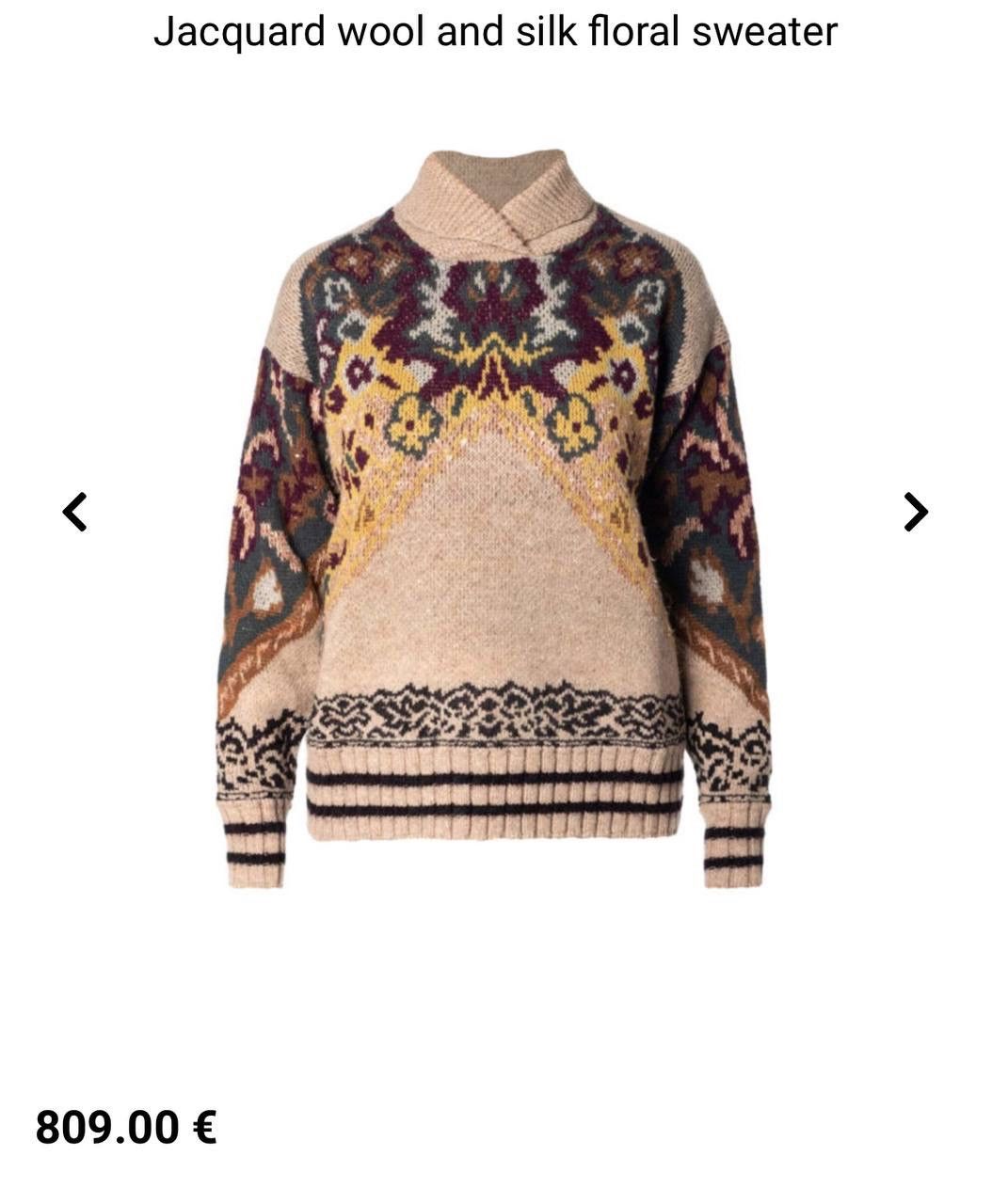 Etro × Vintage Vintage ETRO Jacquard Knit Floral Sweater Fashion Week 2019 Size M / US 6-8 / IT 42-44 - 2 Thumbnail