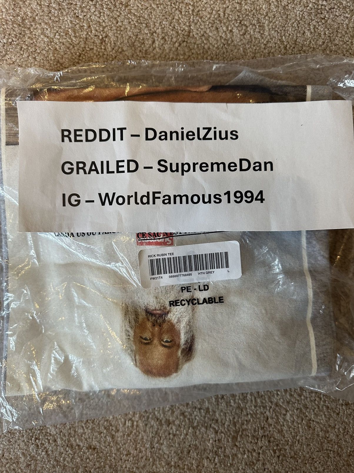Supreme Supreme Rick Rubin Tee 'Heather Grey' Size US L / EU 52-54 / 3 - 2 Thumbnail