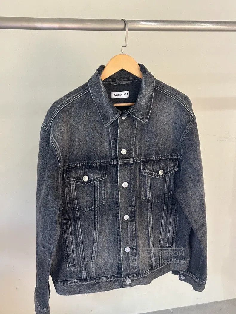 Balenciaga Distressed Collar Hole Denim Jacket