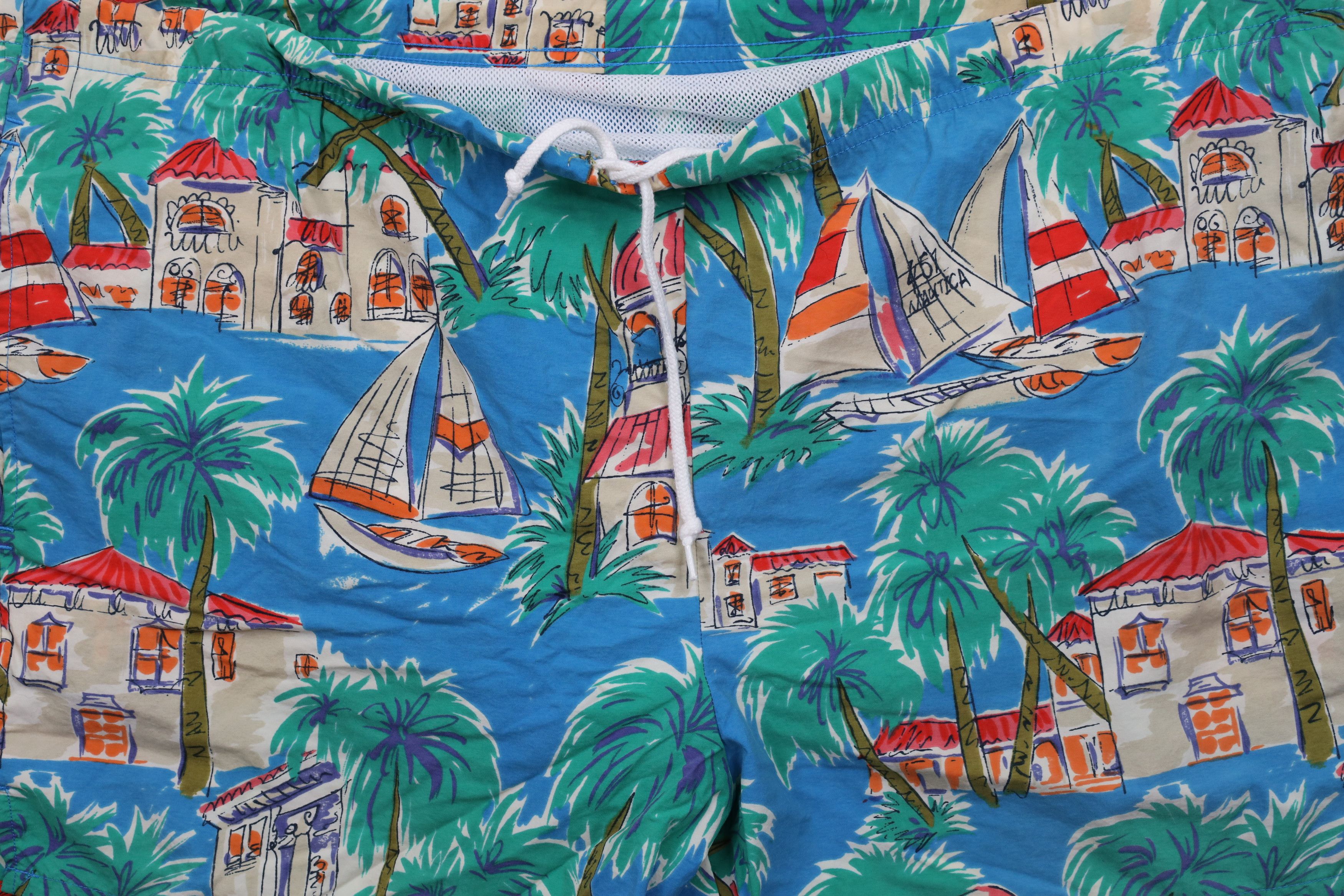 Nautica × Vintage Vintage 90s Nautica All Over Print Lined Shorts Trunks Size US 38 / EU 54 - 3 Thumbnail
