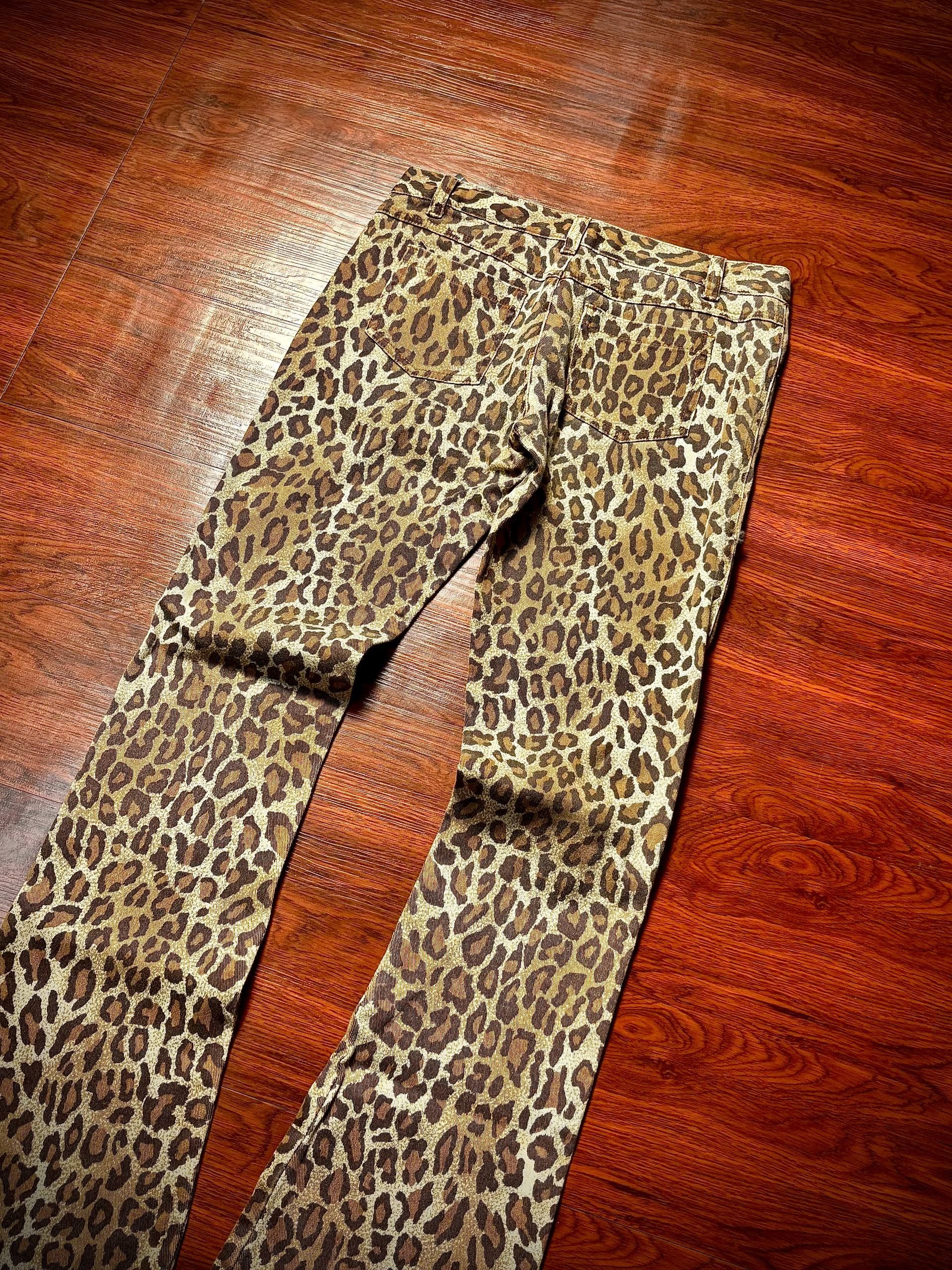 If Six Was Nine Vintage Y2K Snakeskin Brown Leopard Denim Pants Style Jeans Size 28" / US 6 / IT 42 - 2 Thumbnail
