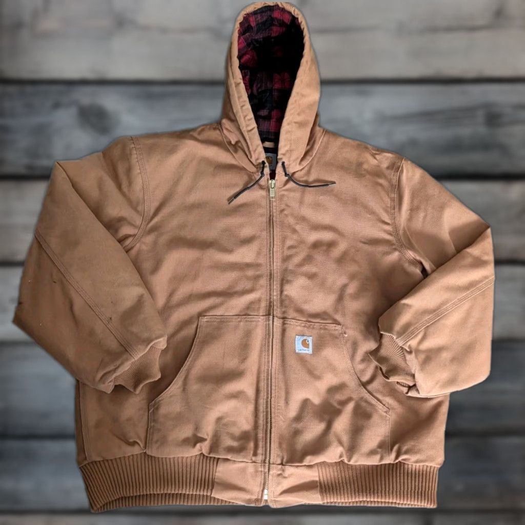 Carhartt Vtg Carhartt 101074 Huntsman Workwear Jacket W/Hood Flannel Lined Canvas Duck XL Size US XL / EU 56 / 4 - 1 Thumbnail
