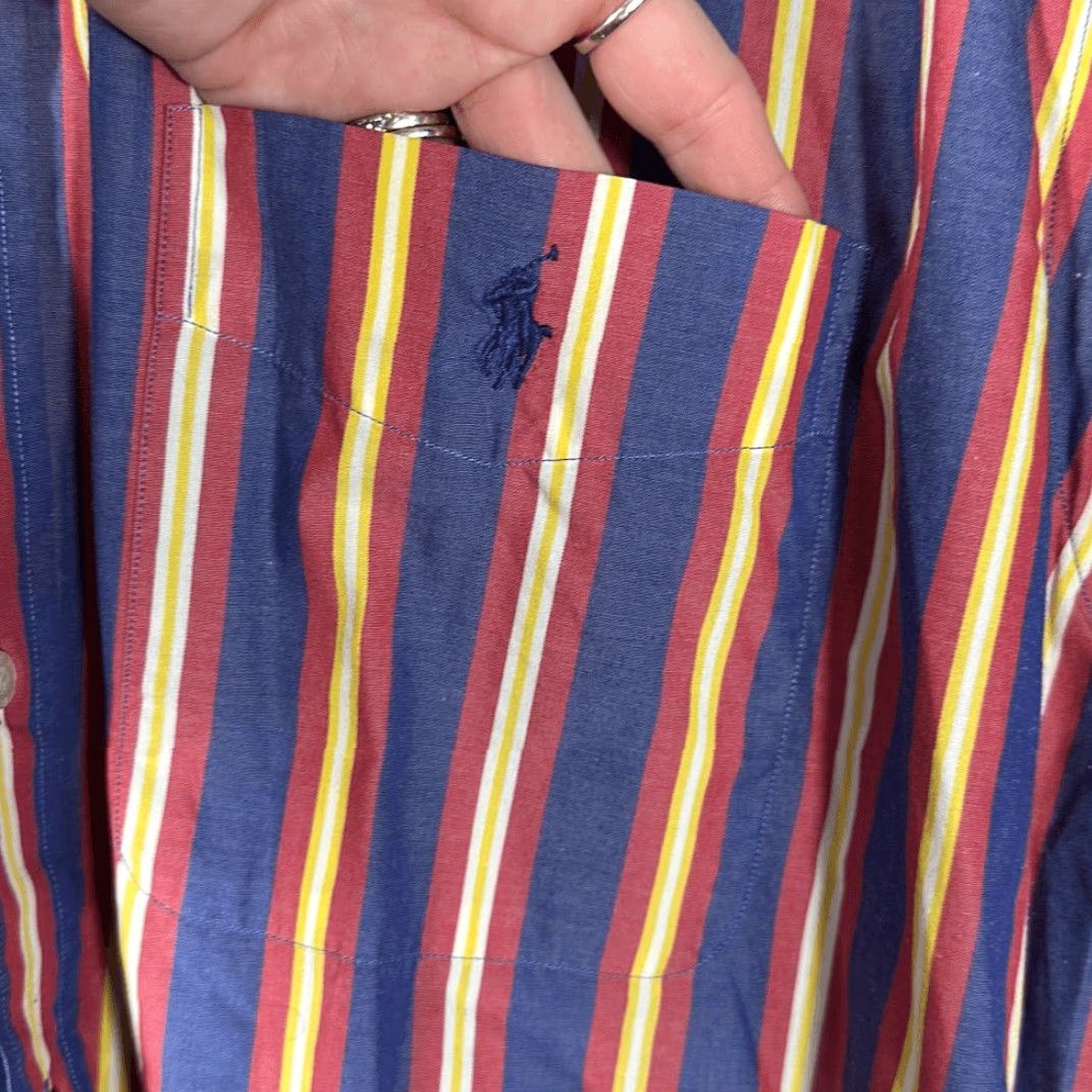 Ralph Lauren Ralph Lauren Golf Mens Tilden Button Down Shirt XL Blue Red Striped Size US XL / EU 56 / 4 - 2 Thumbnail