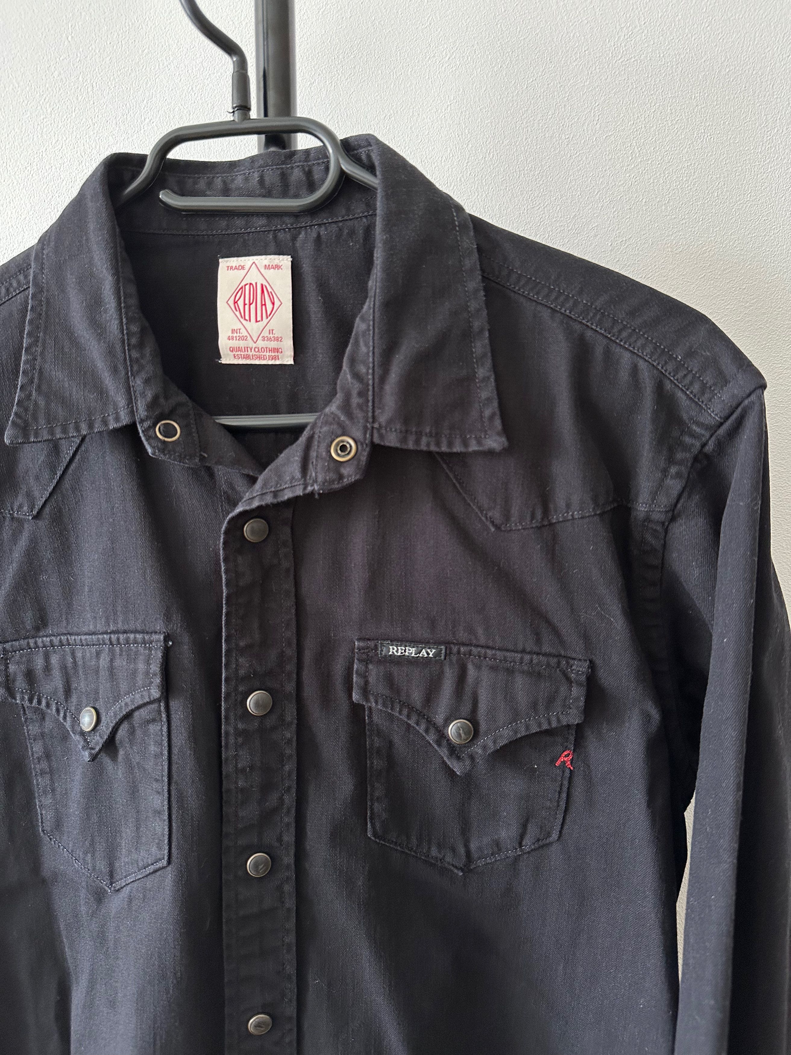 Replay Replay black denim snap button shirt Size US M / EU 48-50 / 2 - 2 Thumbnail