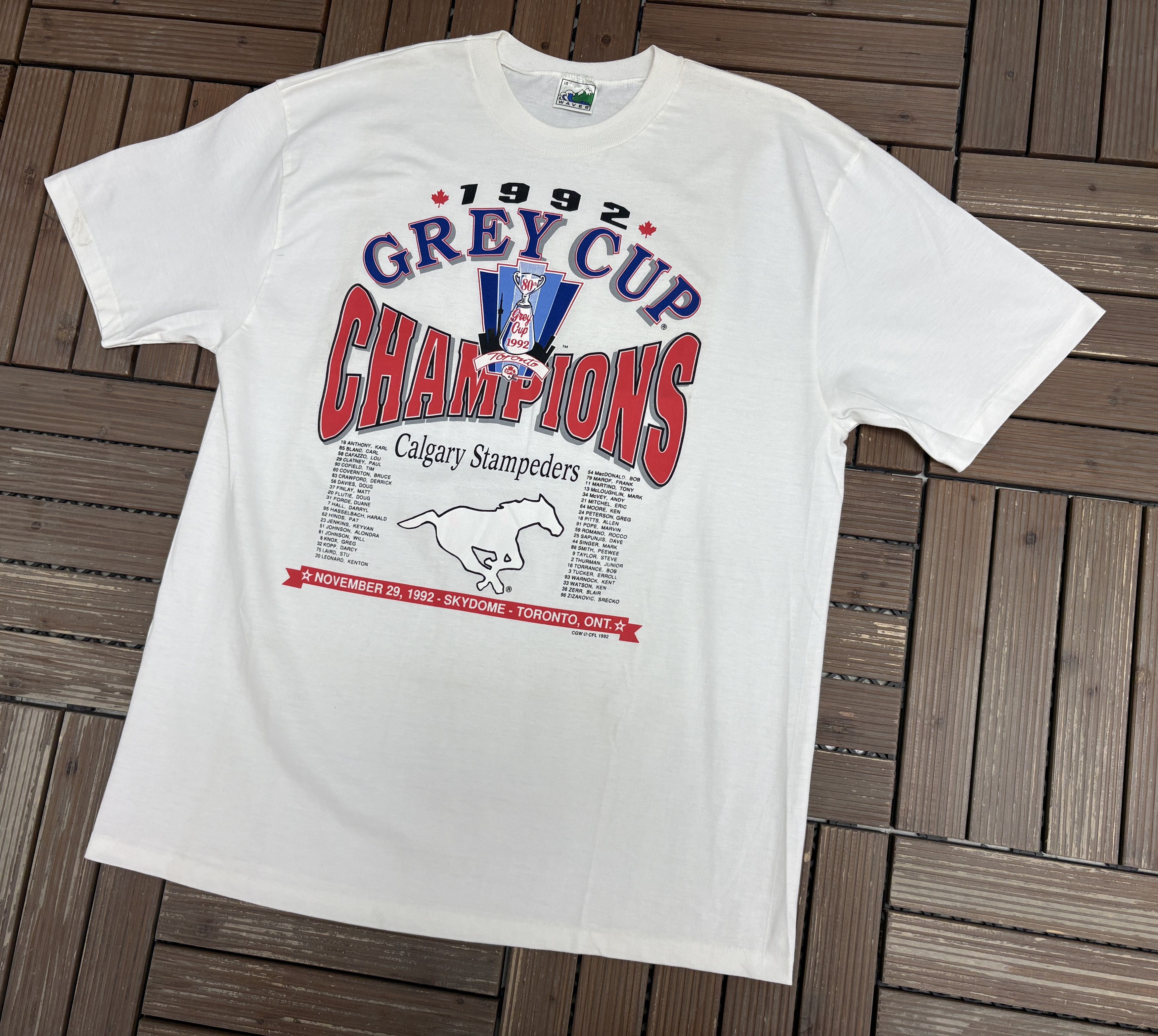 Vintage Calgary Stampeders Grey Cup Champions 1992 Vintage White Tee Size US L / EU 52-54 / 3 - 3 Thumbnail