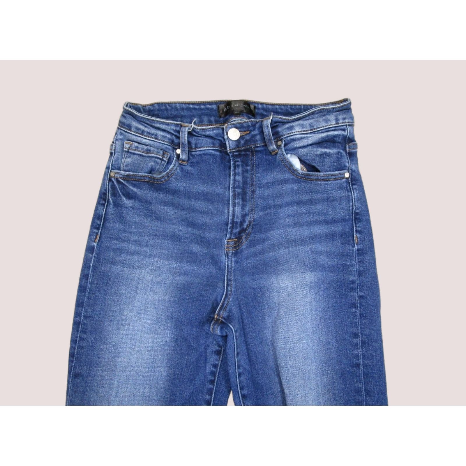 Vintage Risen Jeans Women 28 Blue High Rise Straight Leg Distressed Frayed Raw Hem Denim Pants Size 28" / US 6 / IT 42 - 1 Thumbnail