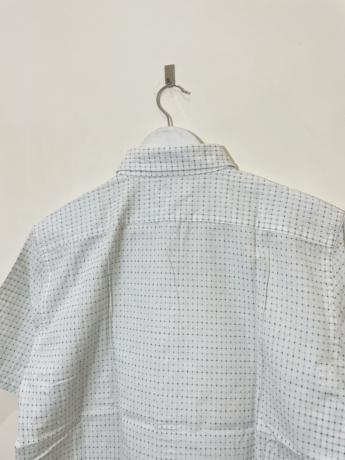 Balenciaga 2000s Japan White Micro Check Short Sleeve Button Up Shirt Size US M / EU 48-50 / 2 - 8 Thumbnail