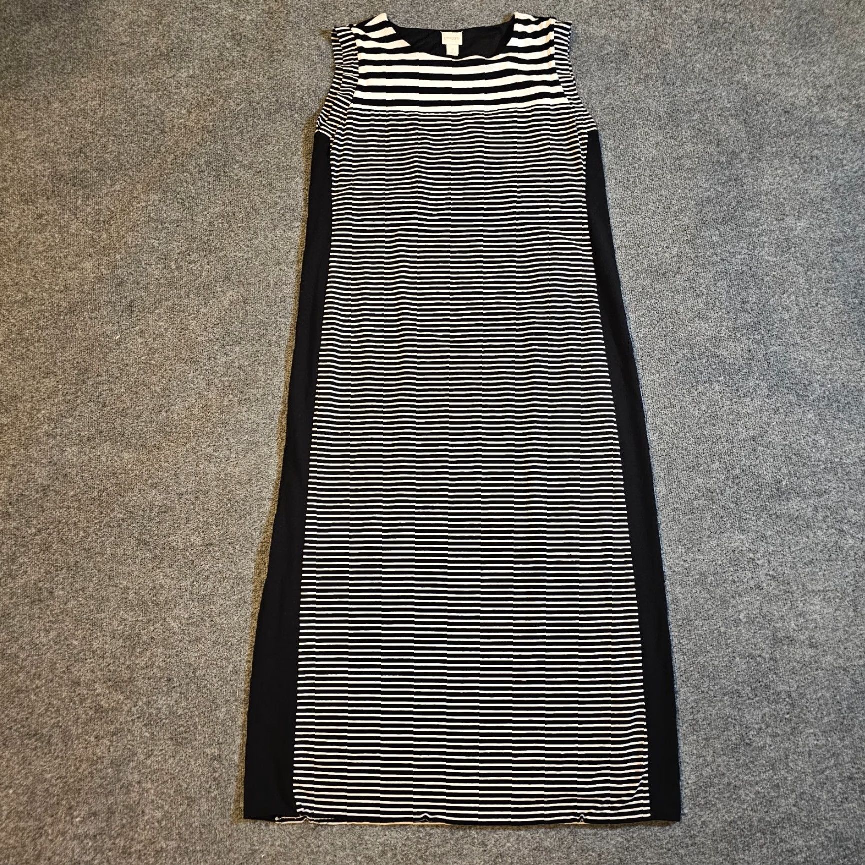 Chicos Dress Womens Large Black White Striped Maxi Long Sleeveless Casual  Beachy - ilac.rochib.com