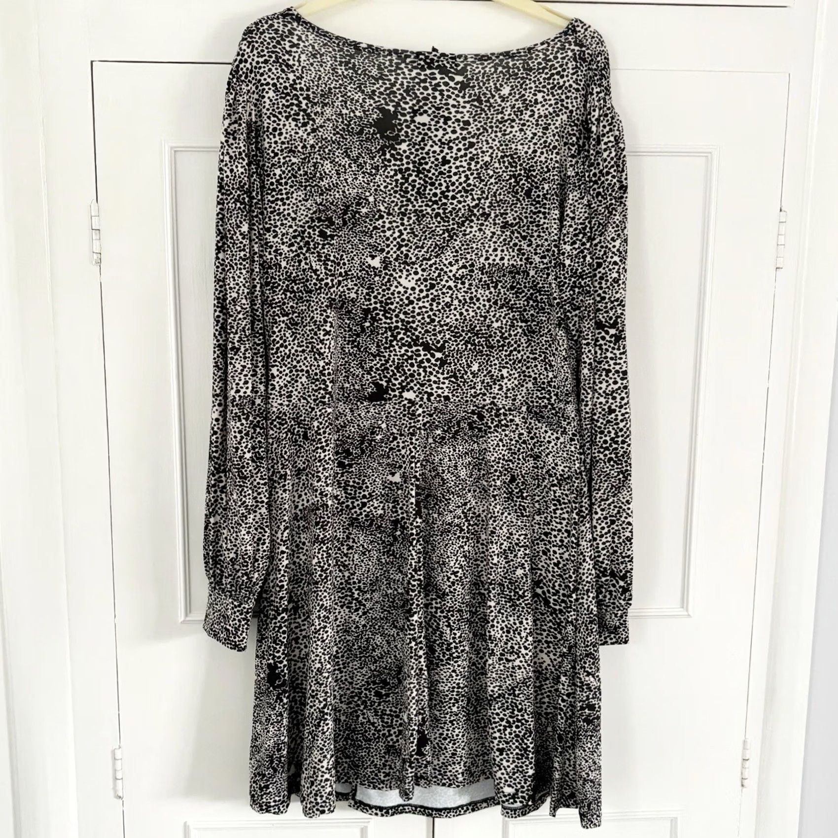Nasty Gal Nasty Gal Mini Dress Plus Printed Square Neck Balloon Sleeve UK 16 Cream Black New with Tags Size XXL / US 16-18 / IT 52-54 - 2 Thumbnail