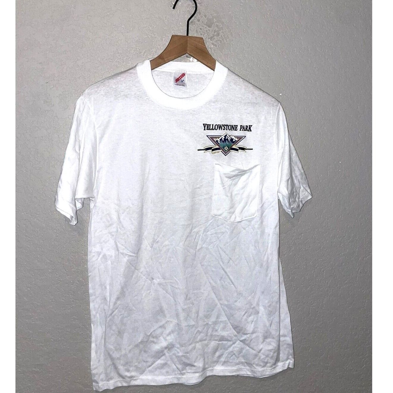 Jerzees Vintage Yellowstone National Park L White YNP Pocket Tee Size US M / EU 48-50 / 2 - 1 Thumbnail