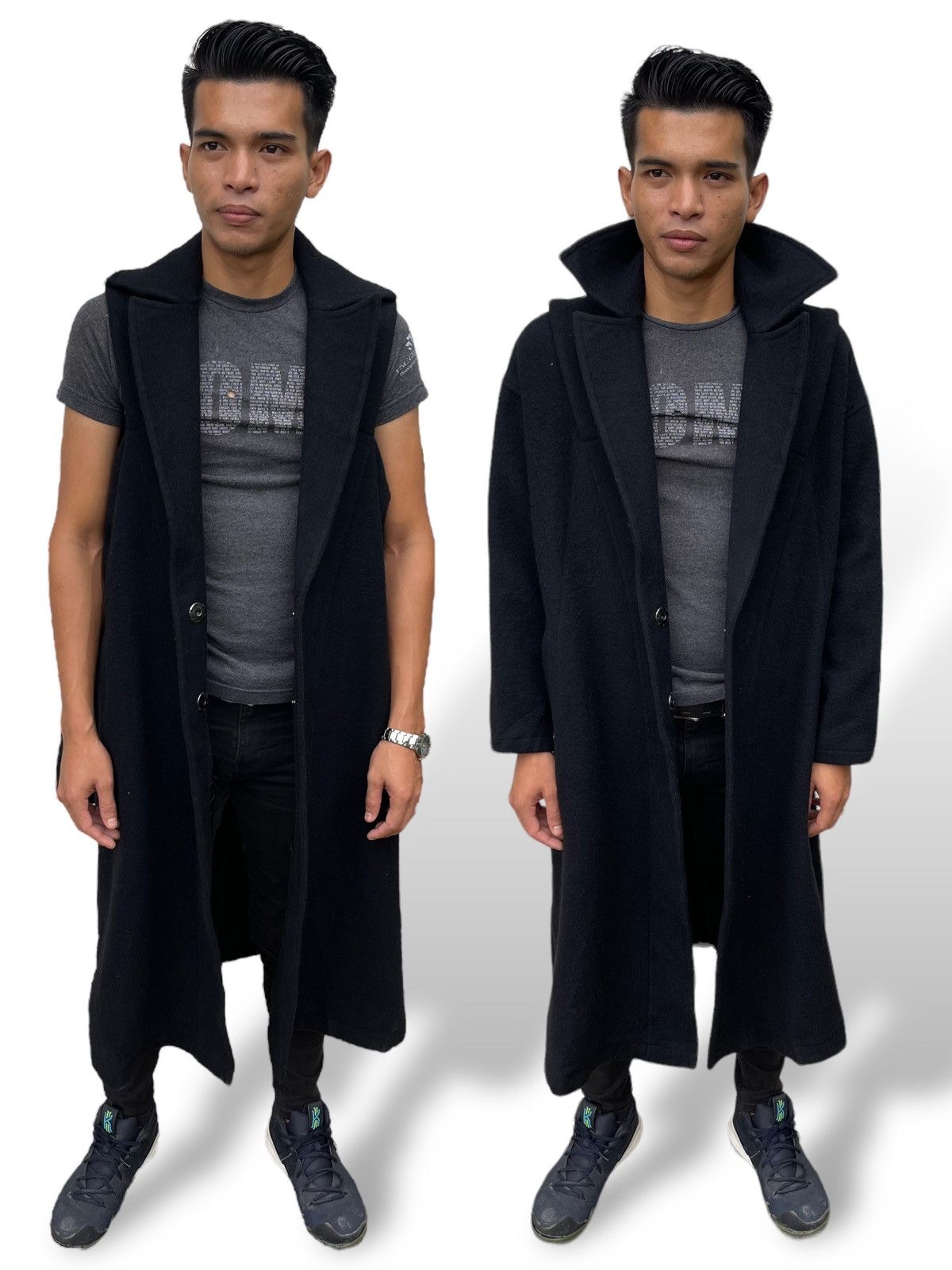 Yohji Yamamoto 🔥 A/W 2009 YOHJI YAMAMOTO WOOL OVER-COAT RARE DESIGN Size US M / EU 48-50 / 2 - 3 Thumbnail