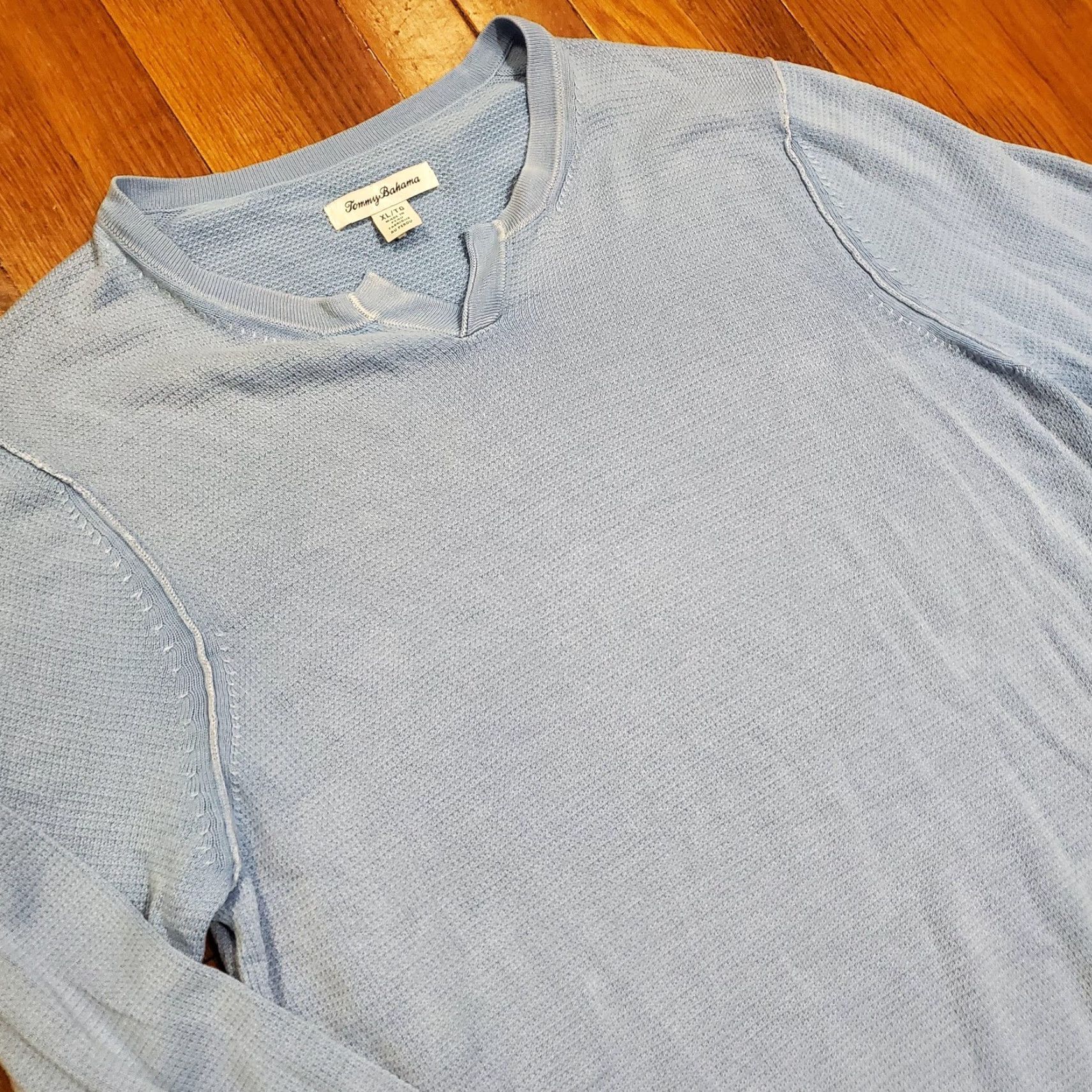 Tommy Bahama Tommy Bahama Sweater Mens XL Blue Pima Cotton Tencel Waffle Knit Pullover Top Size US XL / EU 56 / 4 - 5 Thumbnail