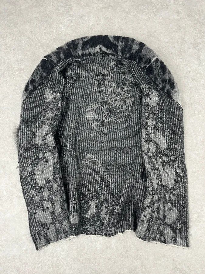 Roberto Cavalli 2000s Roberto Cavalli Snow Leopard Fur Wool & Mohair Collar Cardigan Jacket Size US M / EU 48-50 / 2 - 8 Thumbnail