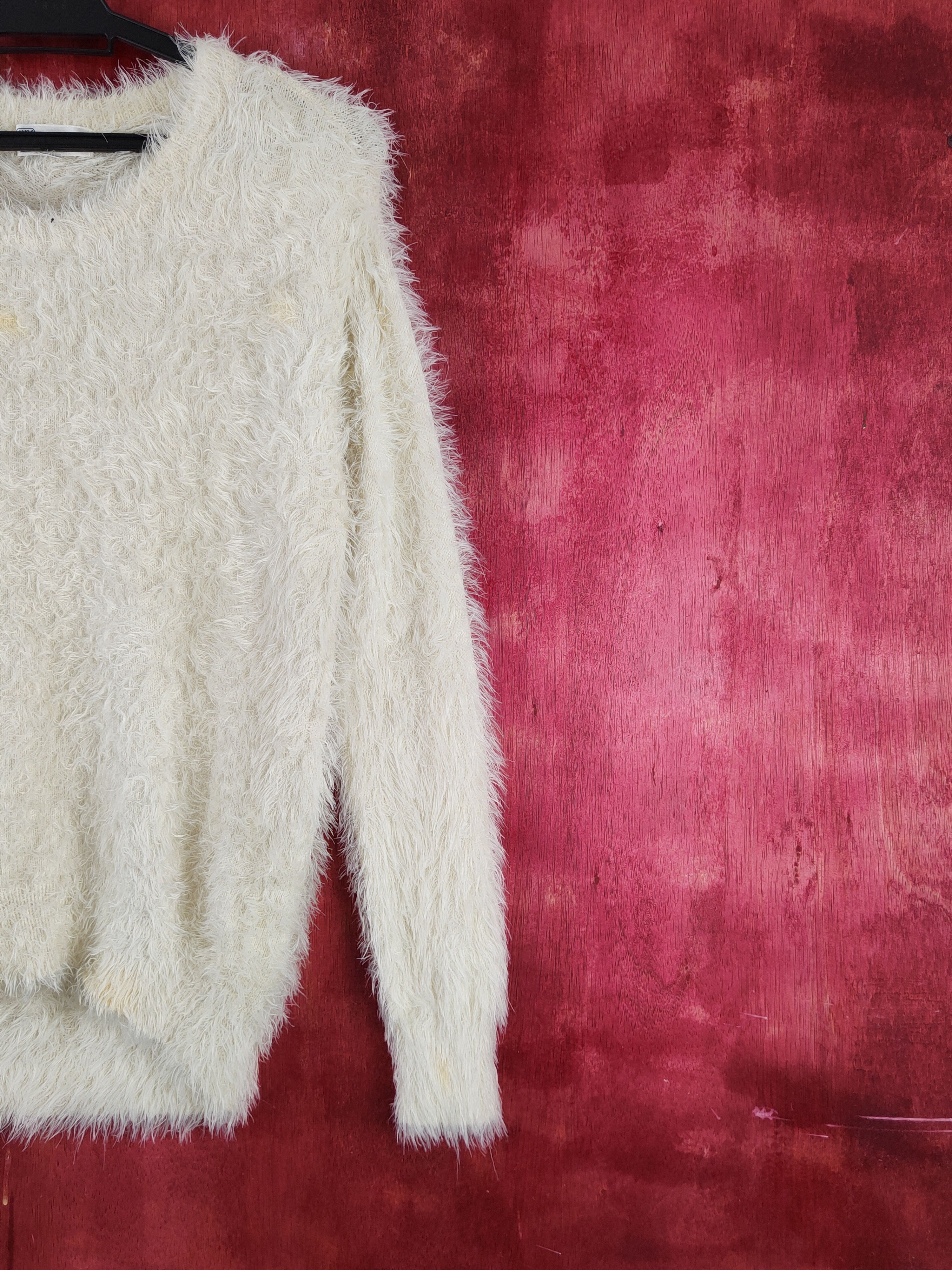 Homespun Knitwear Michel Klein Cream Shag Shaggy Fur Mohair Knitwear #S2007 Size S / US 4 / IT 40 - 5 Thumbnail
