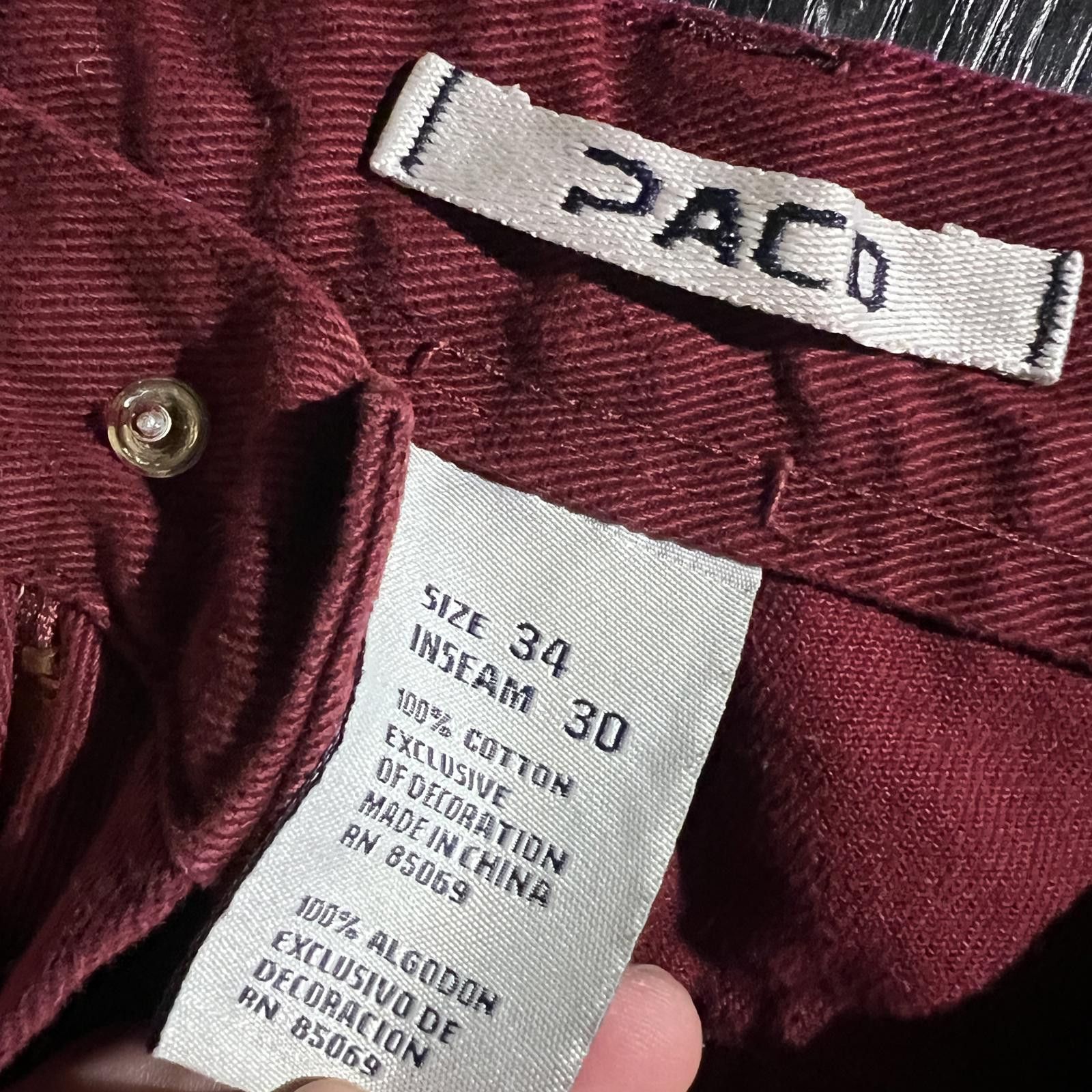 Pacsun Vintage Paco Jeans Dark Red Maroon - missing button Size US 34 / EU 50 - 3 Thumbnail