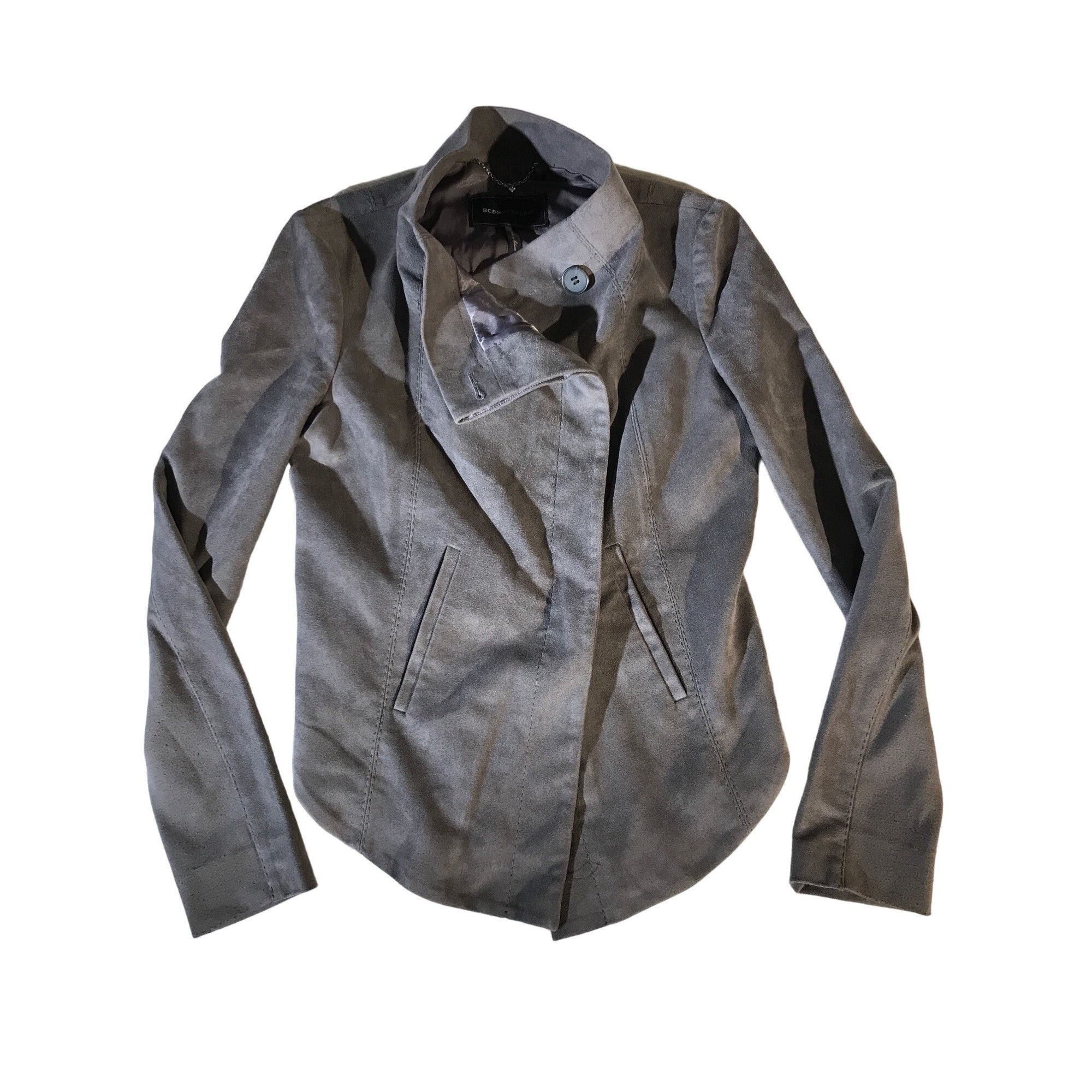 Vintage BCBGMaxazira Women Gray Faux Suede Moto Jacket Size XS / US 0-2 / IT 36-38 - 1 Thumbnail