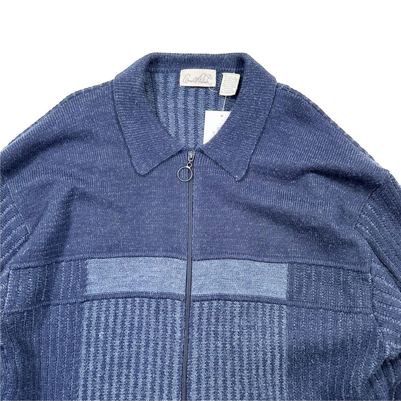 Vintage Vintage 90s Arnold Palmer Knit Blue Zip Up Cardigan Sweater Size US XL / EU 56 / 4 - 2 Thumbnail