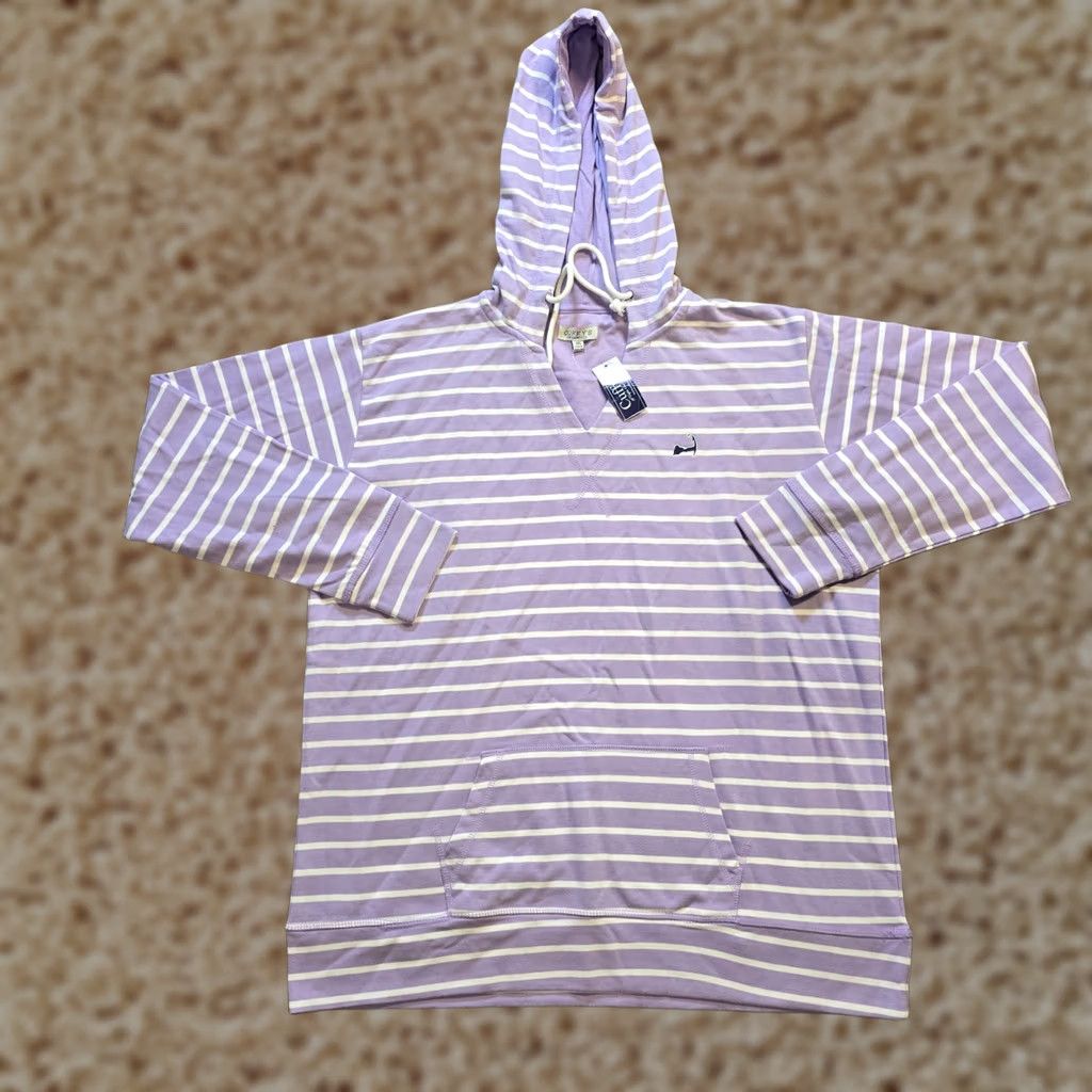 Vintage Cuffy's Massachusetts Sweatshirt Womens 2XL Purple Stripe Embroidered Hoodie Pullover Cuffys Classic Knit V-Neck Activewear Girls Womens Size XXL / US 16-18 / IT 52-54 - 1 Thumbnail