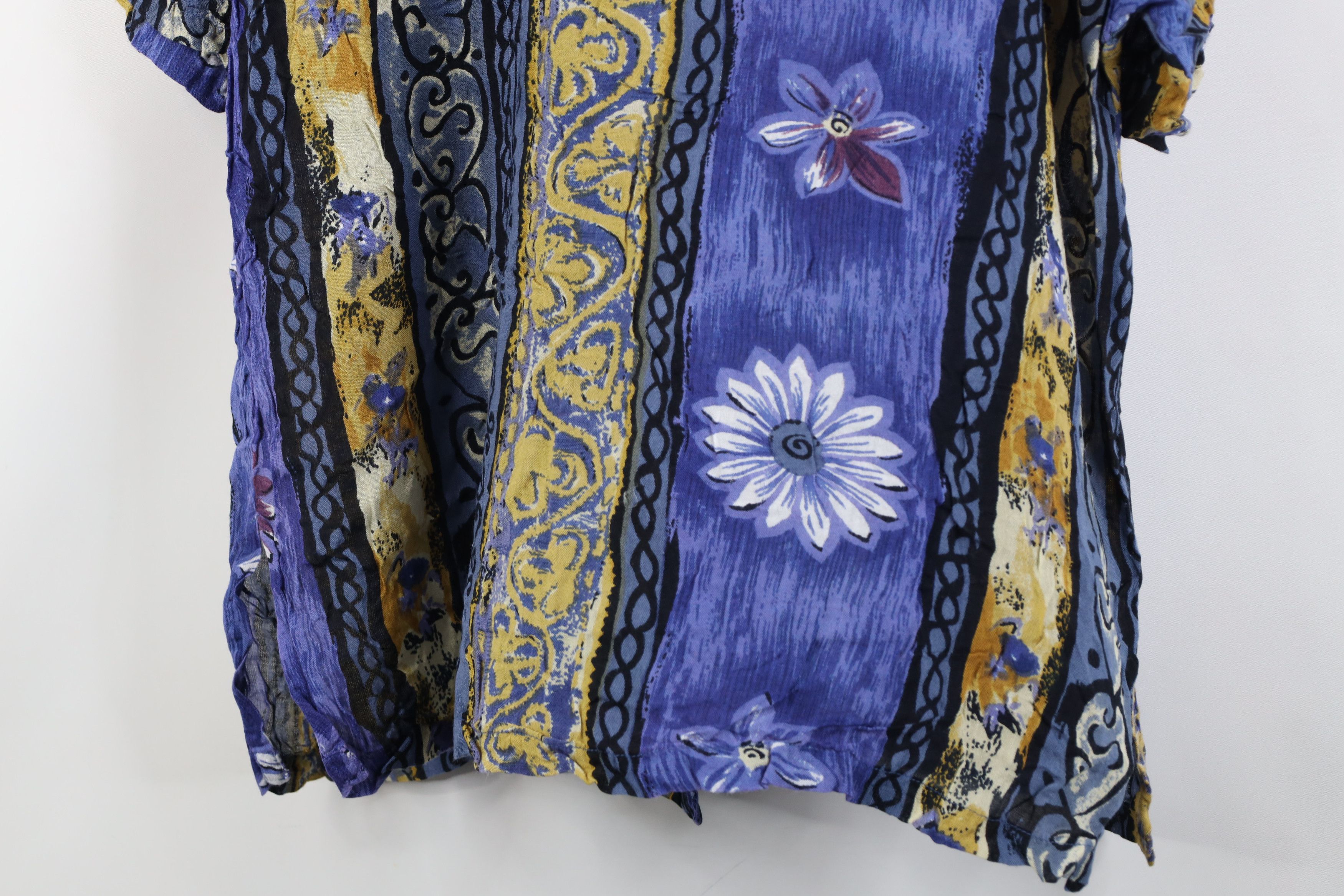 Vintage Vintage 90s Streetwear Gabardine Knit Flower Button Shirt Size XL / US 12-14 / IT 48-50 - 13 Thumbnail