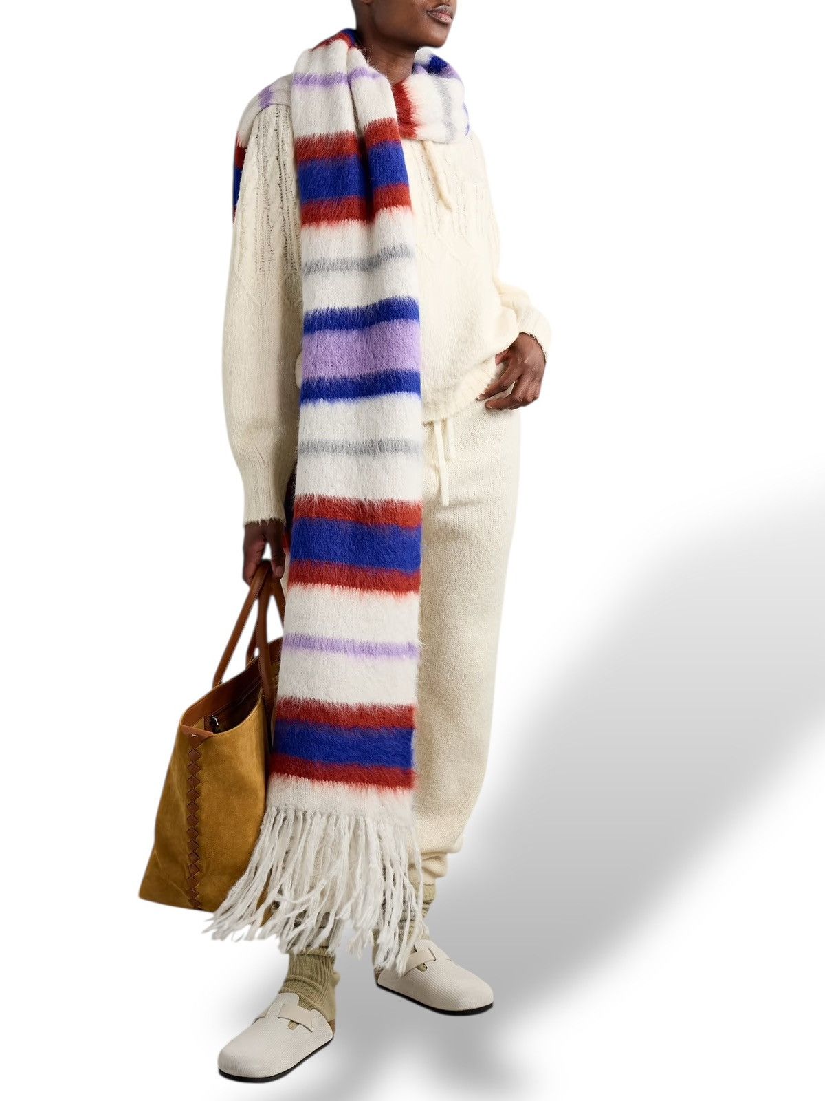 The Elder Statesman Peruvian Alpaca Thistle Vineyard Stripe Scarf Size ONE SIZE - 2 Thumbnail