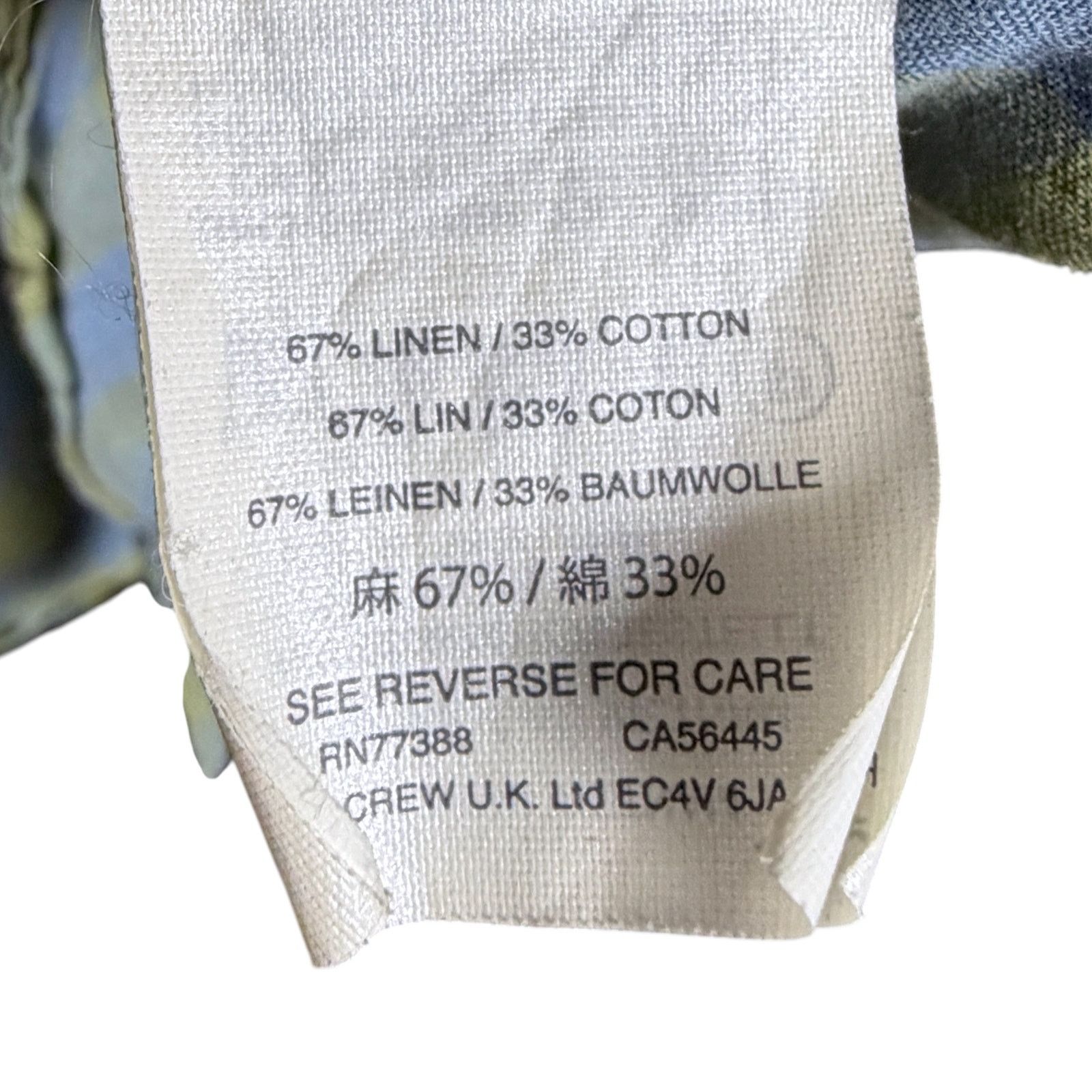 J.Crew J.Crew Men Medium Linen Blend Green Check Baird McNutt Shirt Size US M / EU 48-50 / 2 - 8 Thumbnail