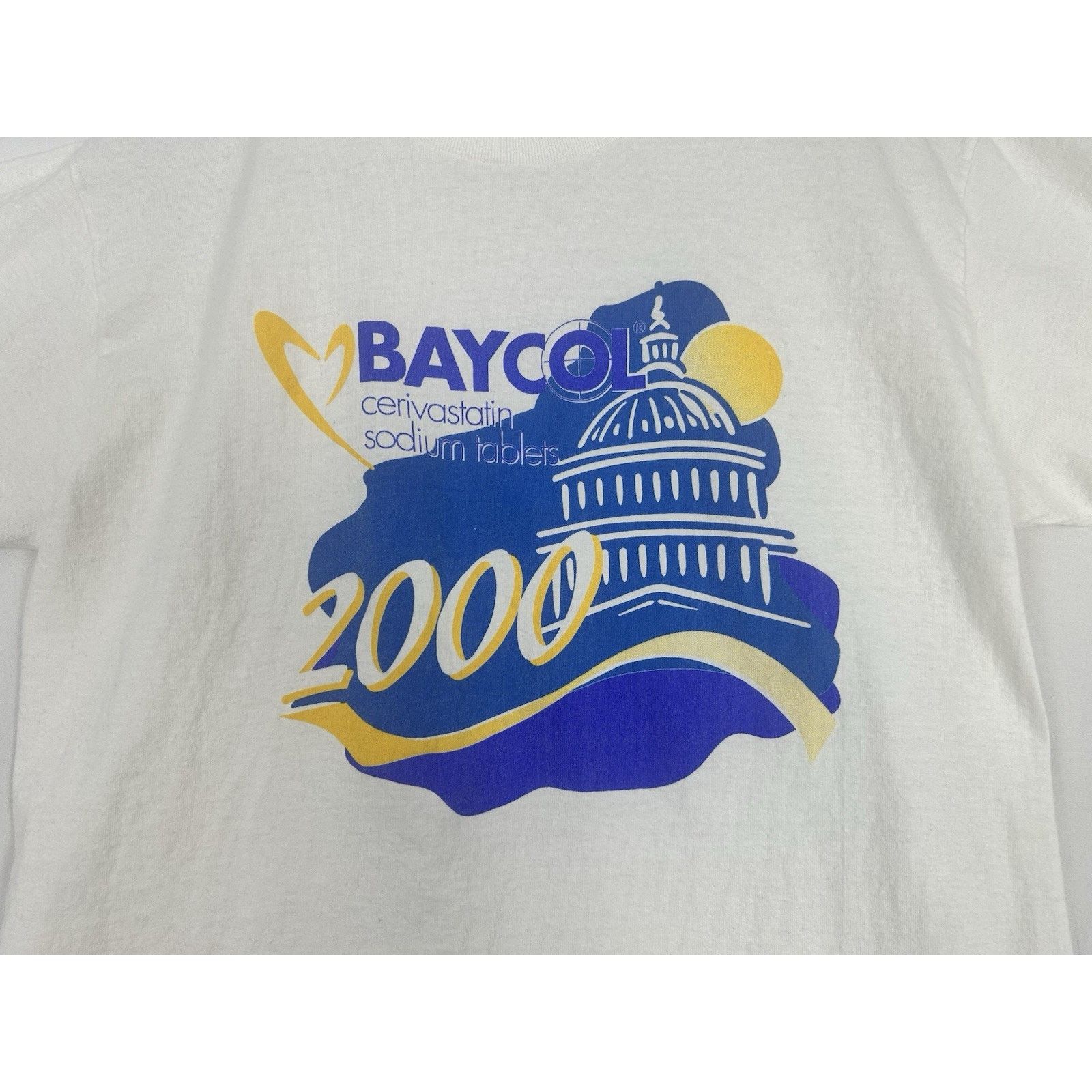 Fruit Of The Loom VTG Baycol Cerivastatin White T Shirt Pharma Drug Rep L Size US L / EU 52-54 / 3 - 2 Thumbnail