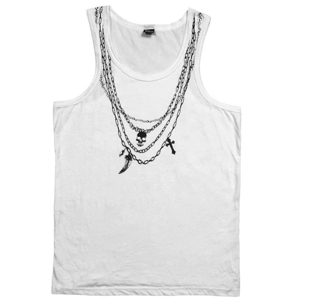 image of If Six Was Nine x Kmrii 2000's Sick Punk Junk Heaven Necklace Tanktop in White, Men's (Size Small)