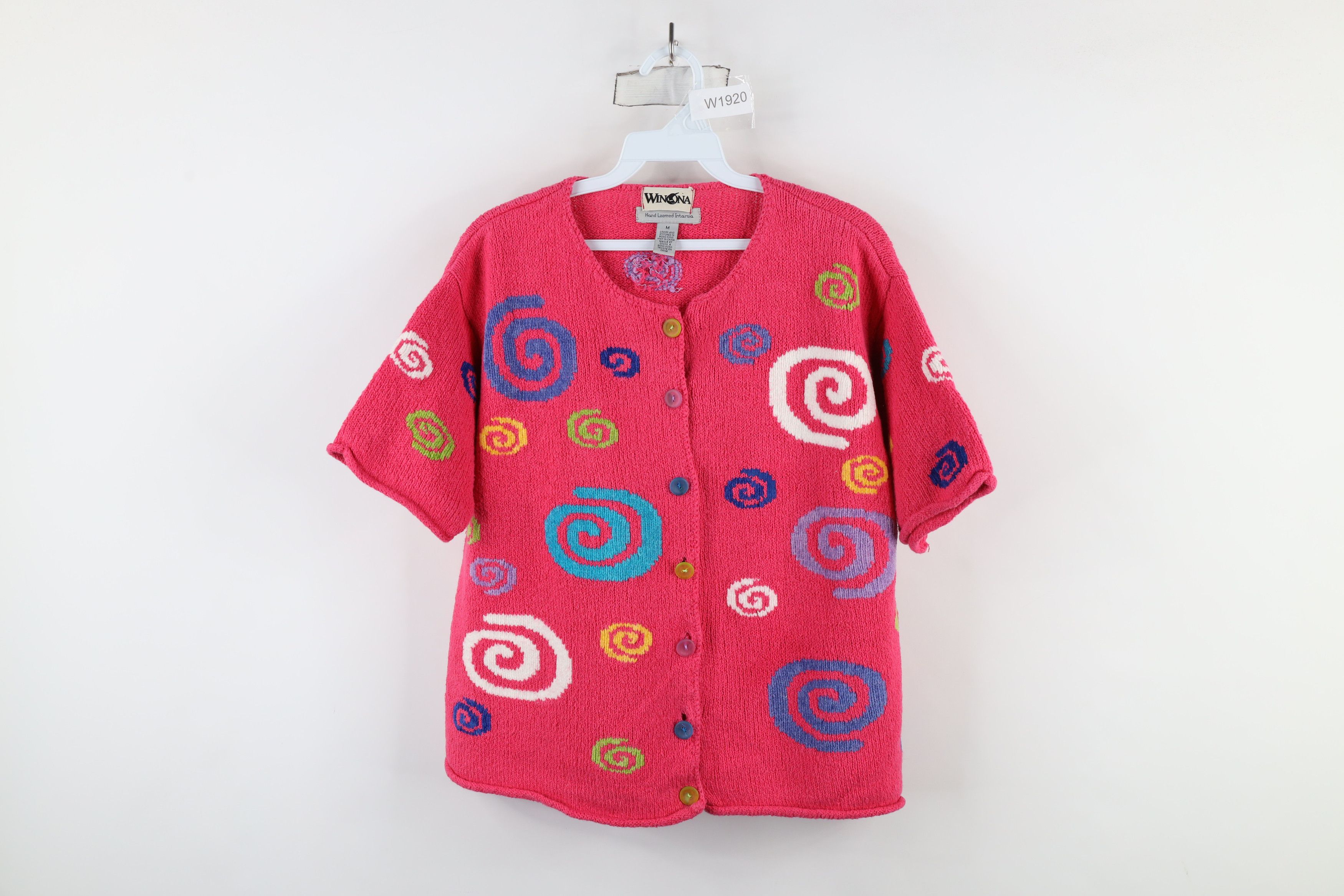 Vintage Vintage 90s Streetwear Loomed Intarsia Cardigan Sweater Size M / US 6-8 / IT 42-44 - 1 Thumbnail