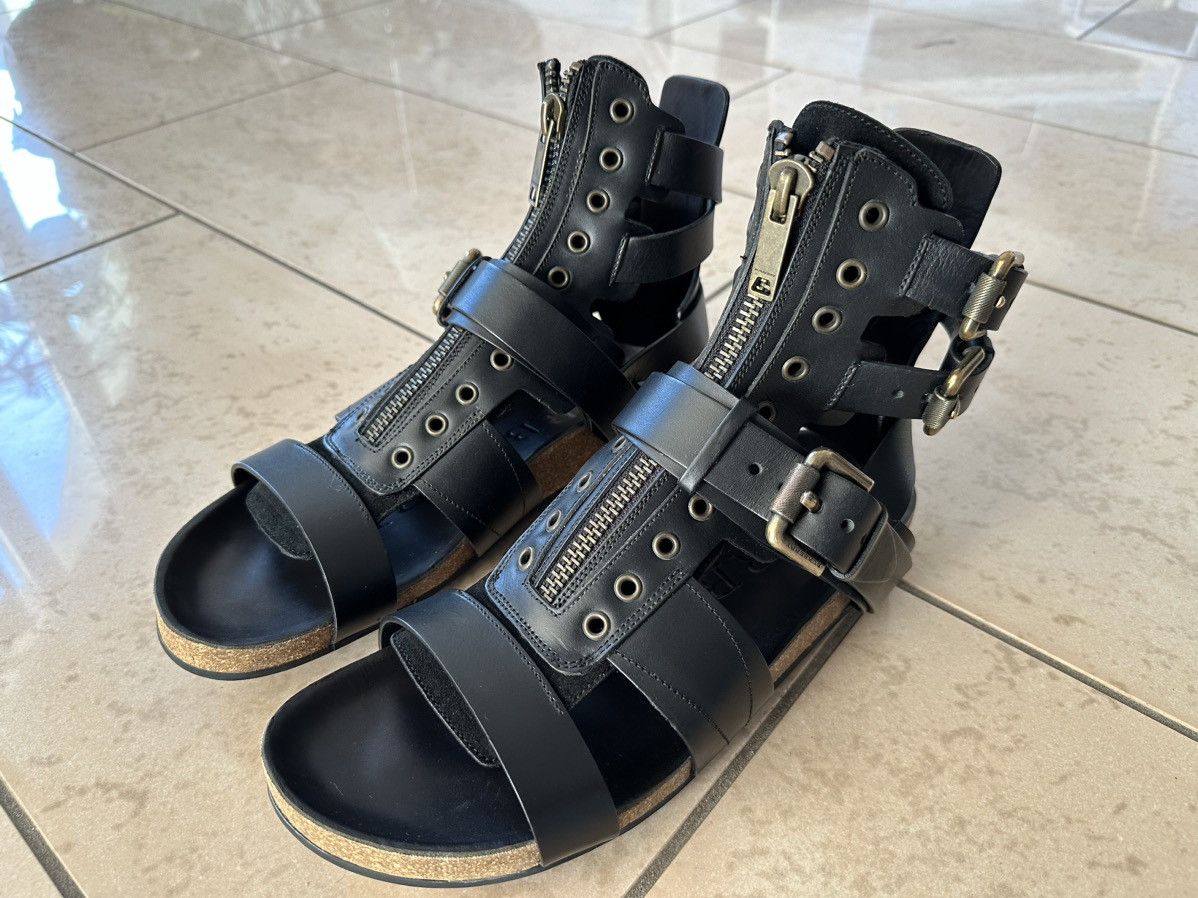 Burberry Prorsum11ss ブラックレザーバイカーサンダル 【公式通販】