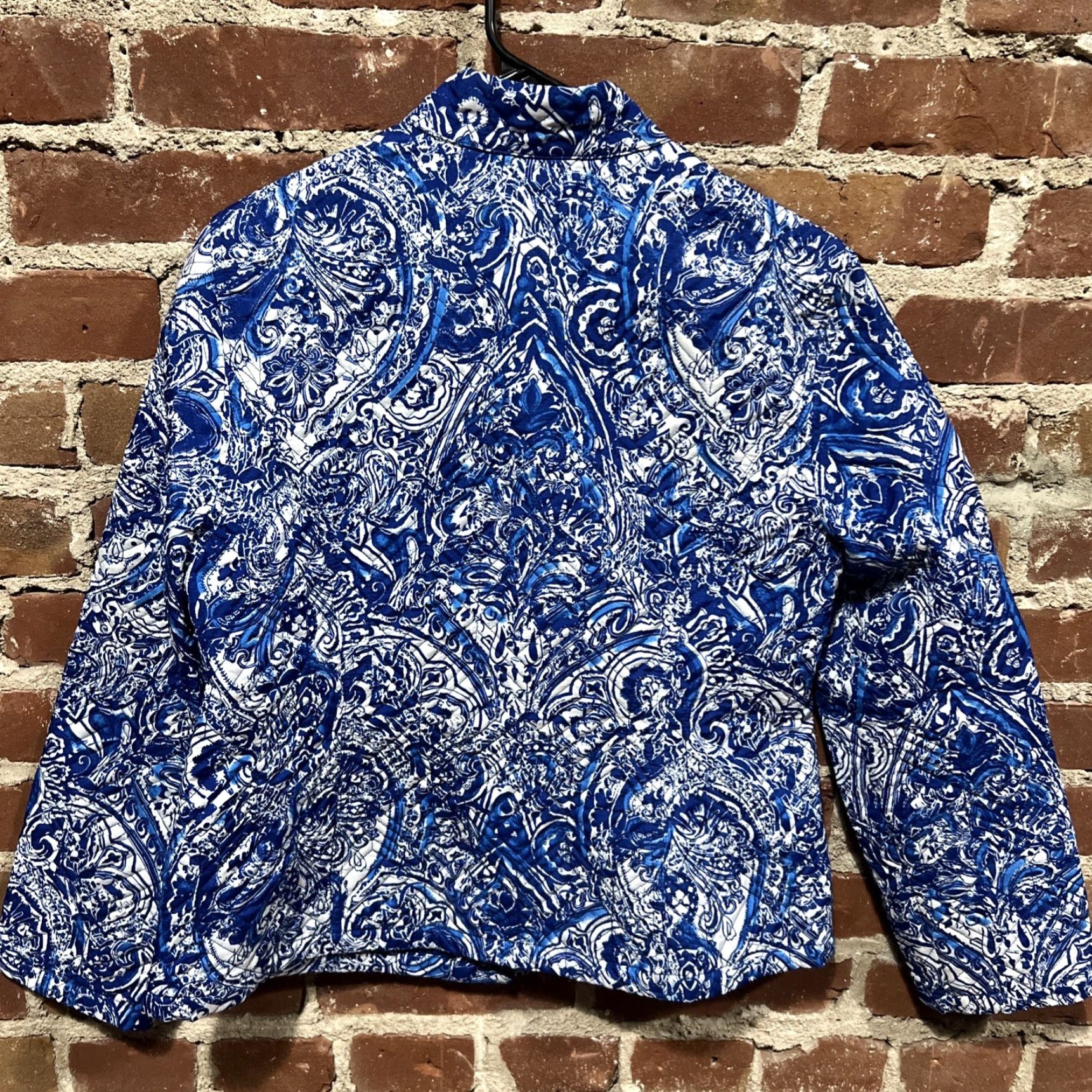 Vintage Chicos Quilted Paisley Snap Front Jacket M Blue Cotton Long Sleeve Shirt Coat Womens Jacket Size M / US 6-8 / IT 42-44 - 3 Thumbnail
