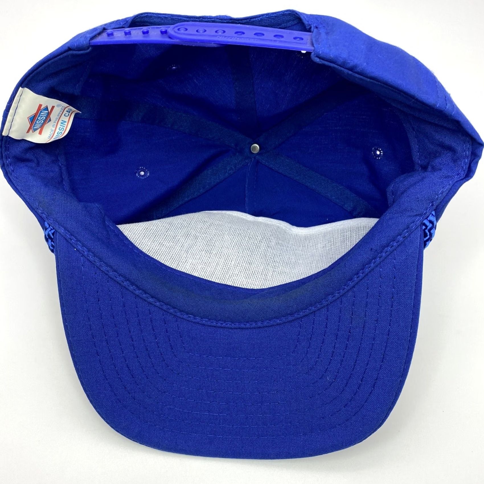 Vintage VINTAGE Crown Blue Mesh Snapback Trucker Cap Hat Adjustable 1980s NISSIN LOOK VTG RETRO Flat Brim/Blue Rope Girls Men’s Size ONE SIZE - 7 Thumbnail