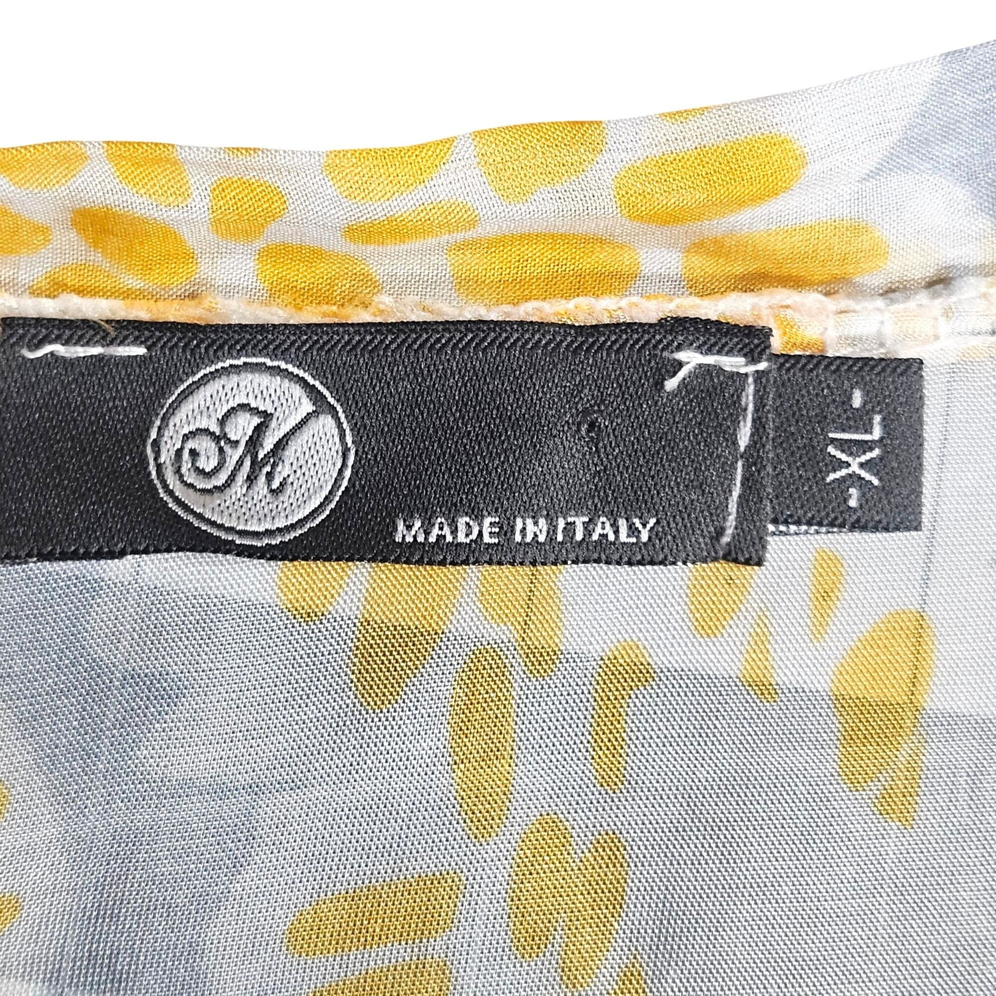 Other Italian Silk Floral Blouse XL Yellow Gray Sheer Resort Coast Size XL / US 12-14 / IT 48-50 - 3 Thumbnail