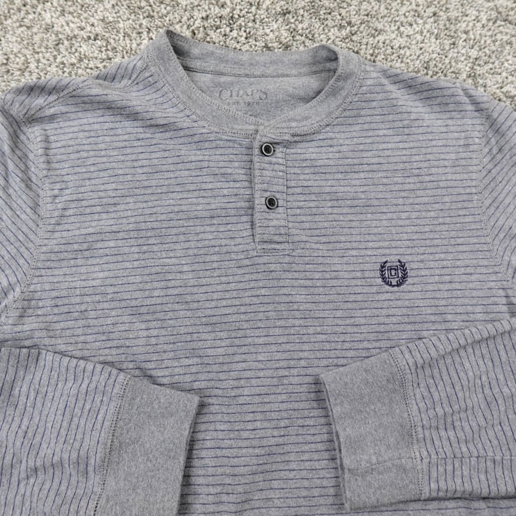 Chaps Chaps Shirt Mens XL Gray Crest Long Sleeve Henley Casual Preppy Size US XL / EU 56 / 4 - 3 Thumbnail