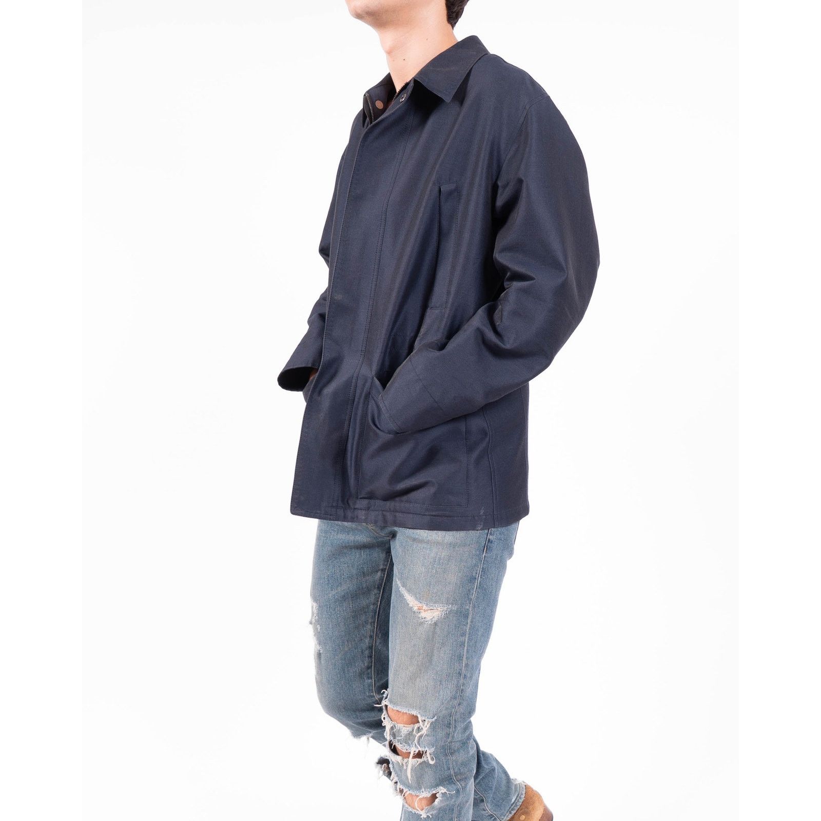 Berluti FW18 Oversized Military Jacket in Blue Silk Blend Size US L / EU 52-54 / 3 - 8 Thumbnail