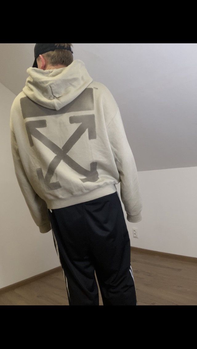 Off White Taupe-green cotton x Browns 50 Mona Lisa hoodie